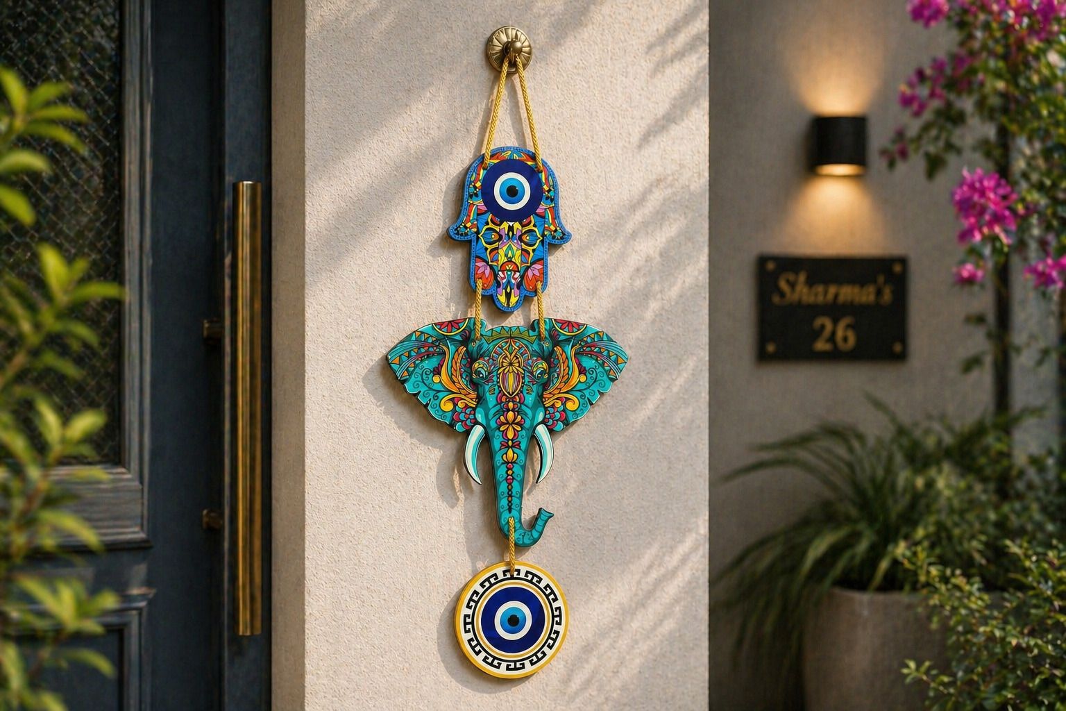 Shiva's Jewels Elegant Elephant Nazar Battu Wall Hanging Decor-image-47