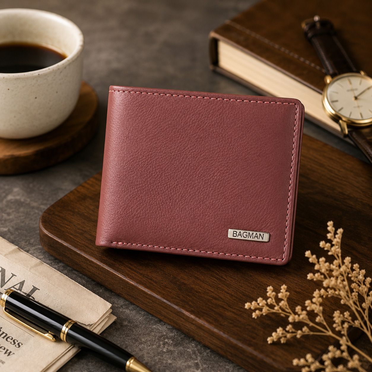 bagman Men Casual, Formal, Trendy Maroon Genuine Leather RFID Wallet-picture-30