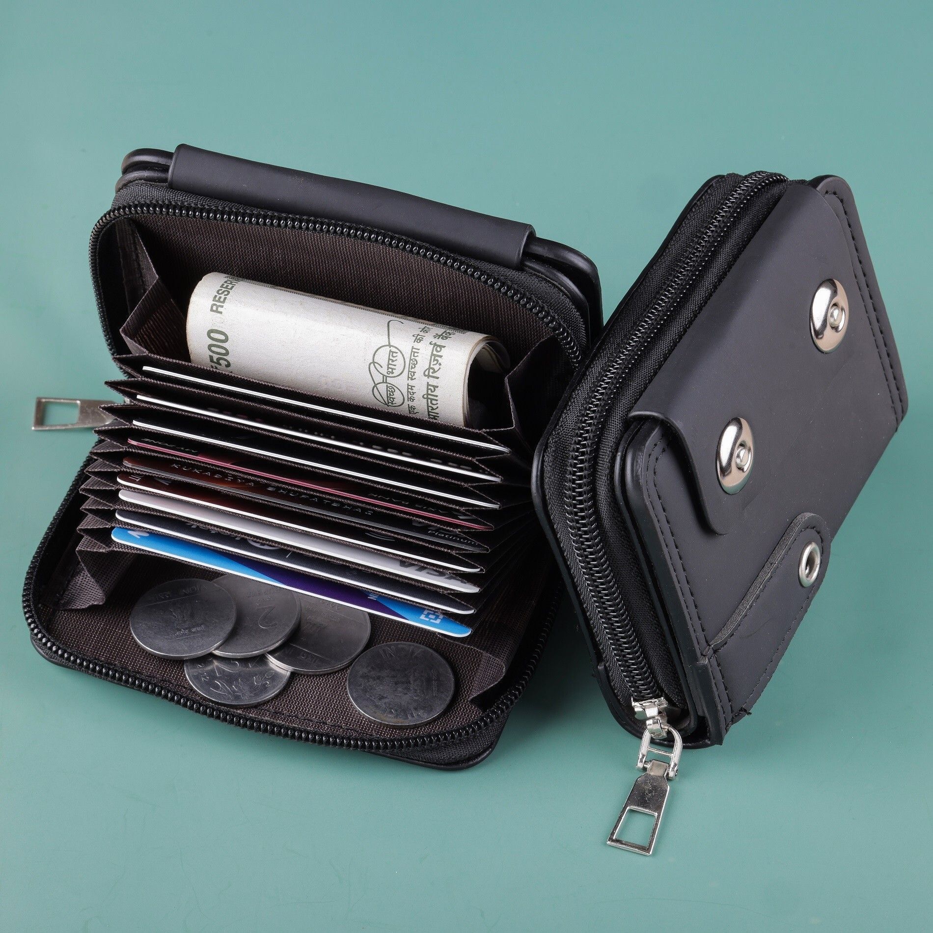 metronaut Men Casual, Formal Black Genuine Leather RFID Card Holder-picture-27