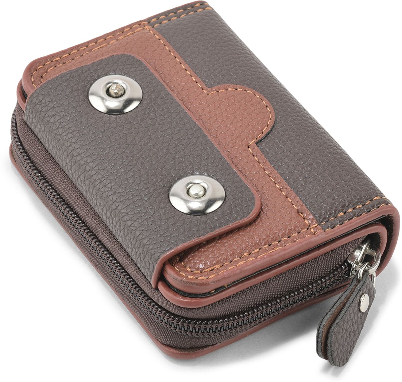 Men & Women Casual Brown Artificial Leather RFID Card Holder