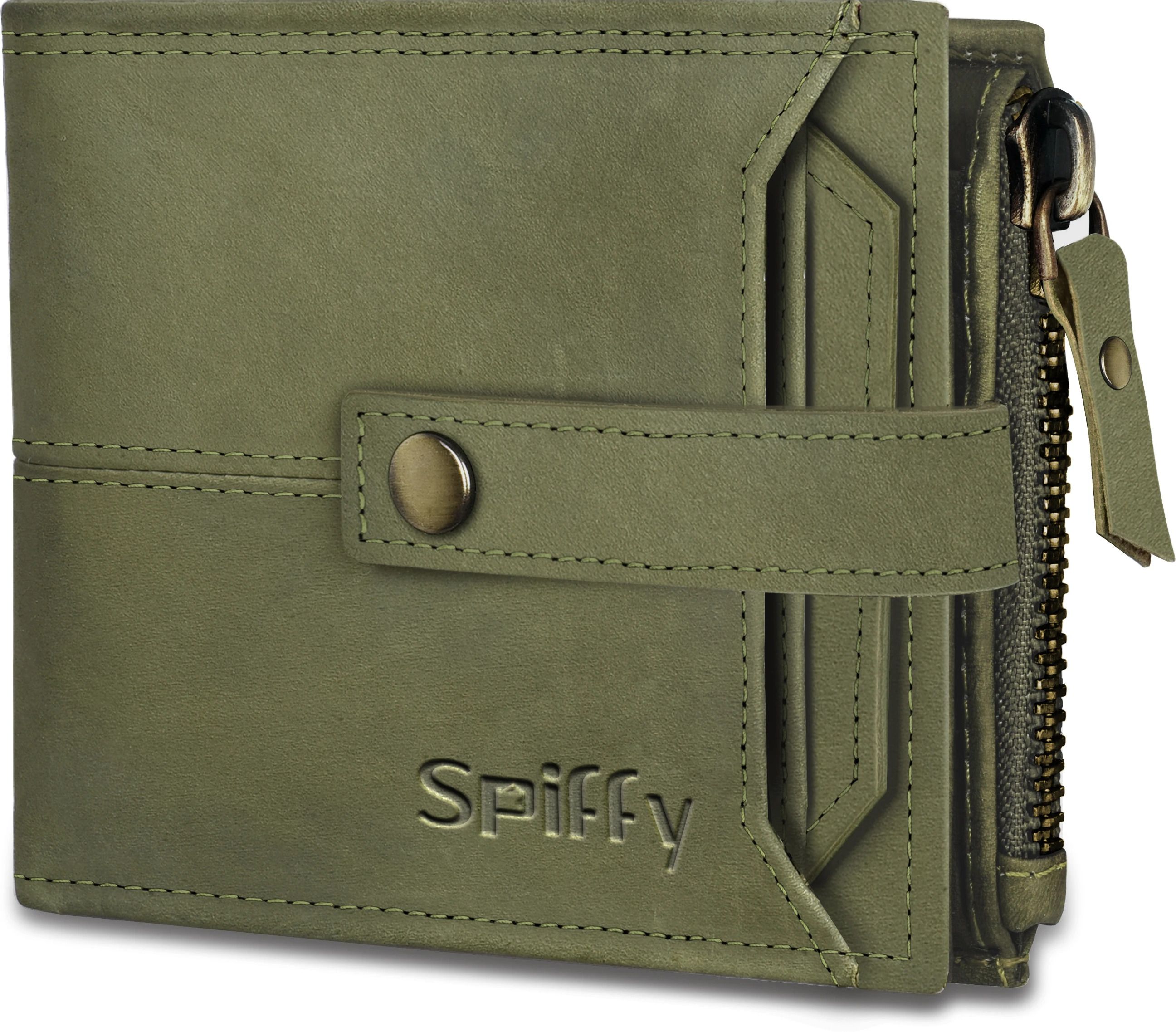 spiffy Men Trendy Green Genuine Leather RFID Wallet-picture-24