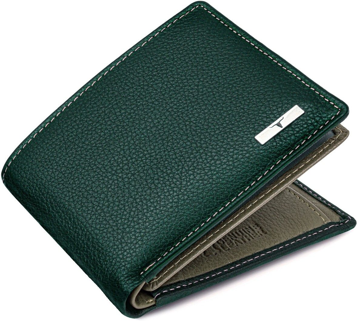 Men Casual Green Genuine Leather RFIDWallet - Regular Size-image-49