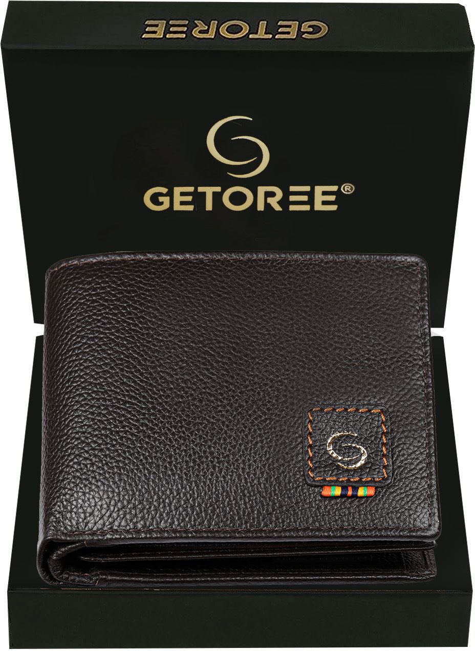 Men Casual Brown Genuine Leather RFID Wallet - Regular Size-image-36