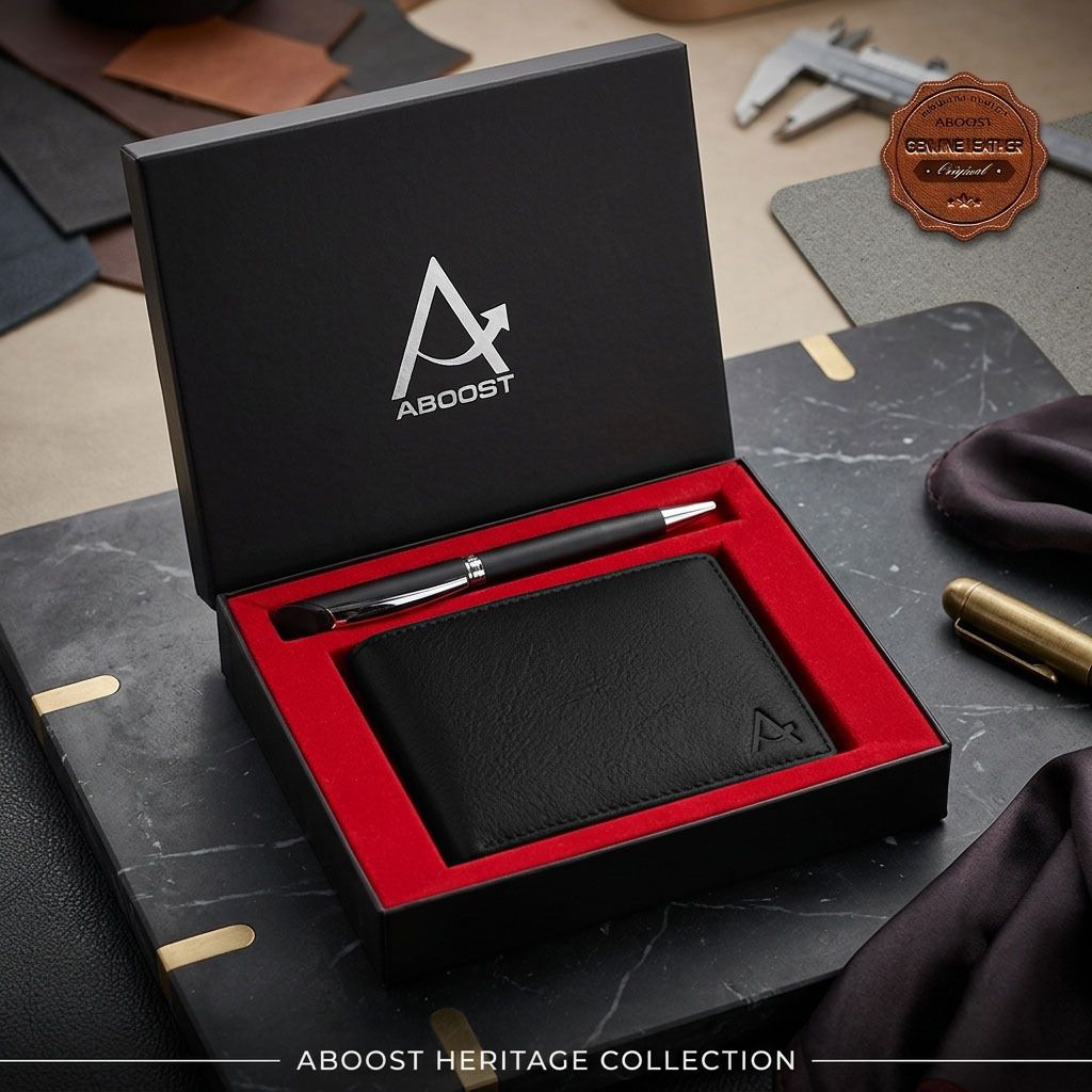 aboost Men Casual, Ethnic, Evening/Party, Formal, Travel, Trendy Black Genuine Leather RFID Wallet-picture-0