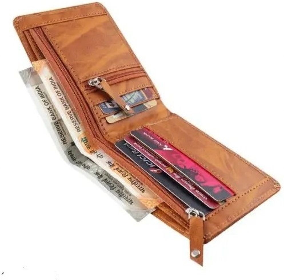 Men Casual, Ethnic, Evening/Party, Formal, Travel, Trendy Tan Genuine Leather Wallet-image-7