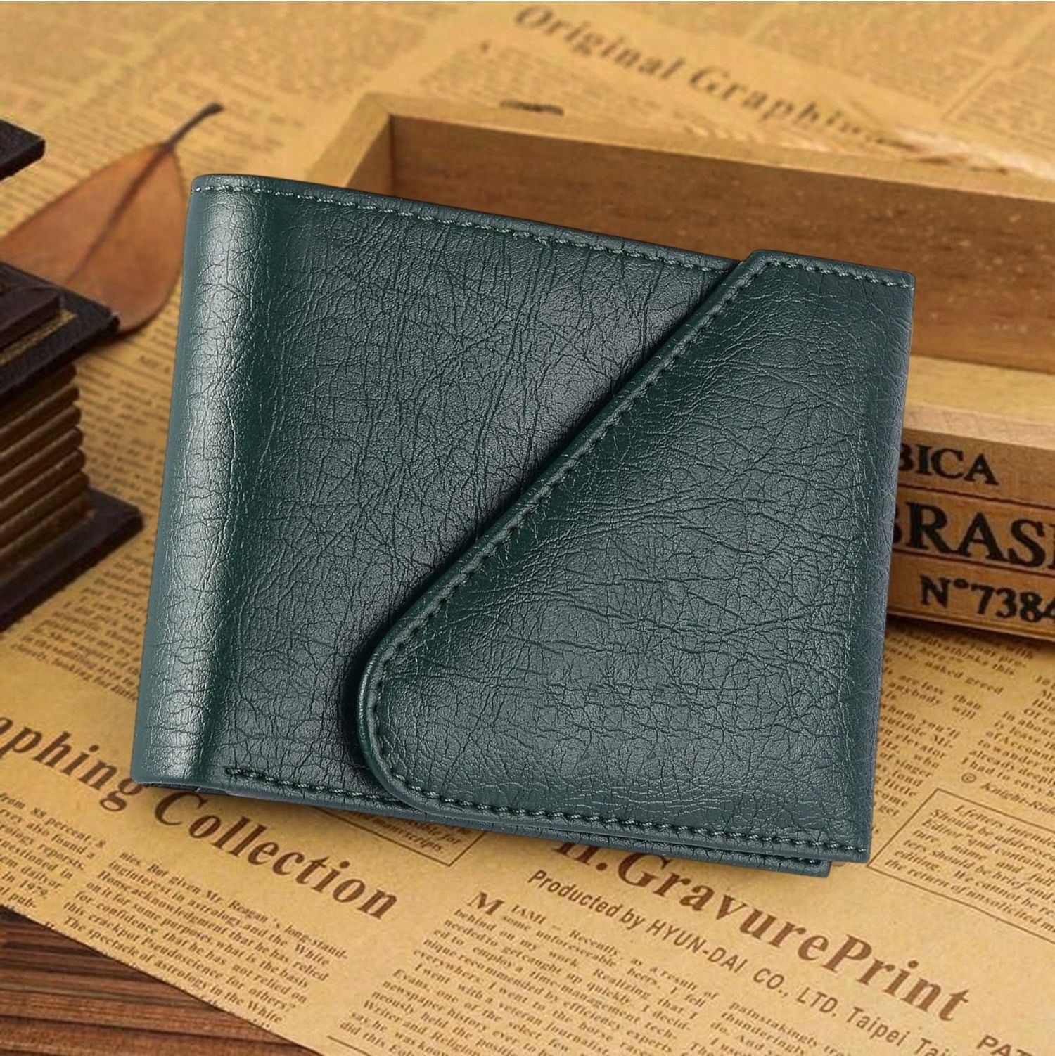 bif Men Casual, Evening/Party, Formal, Trendy Green Artificial Leather RFID Wallet-picture-39