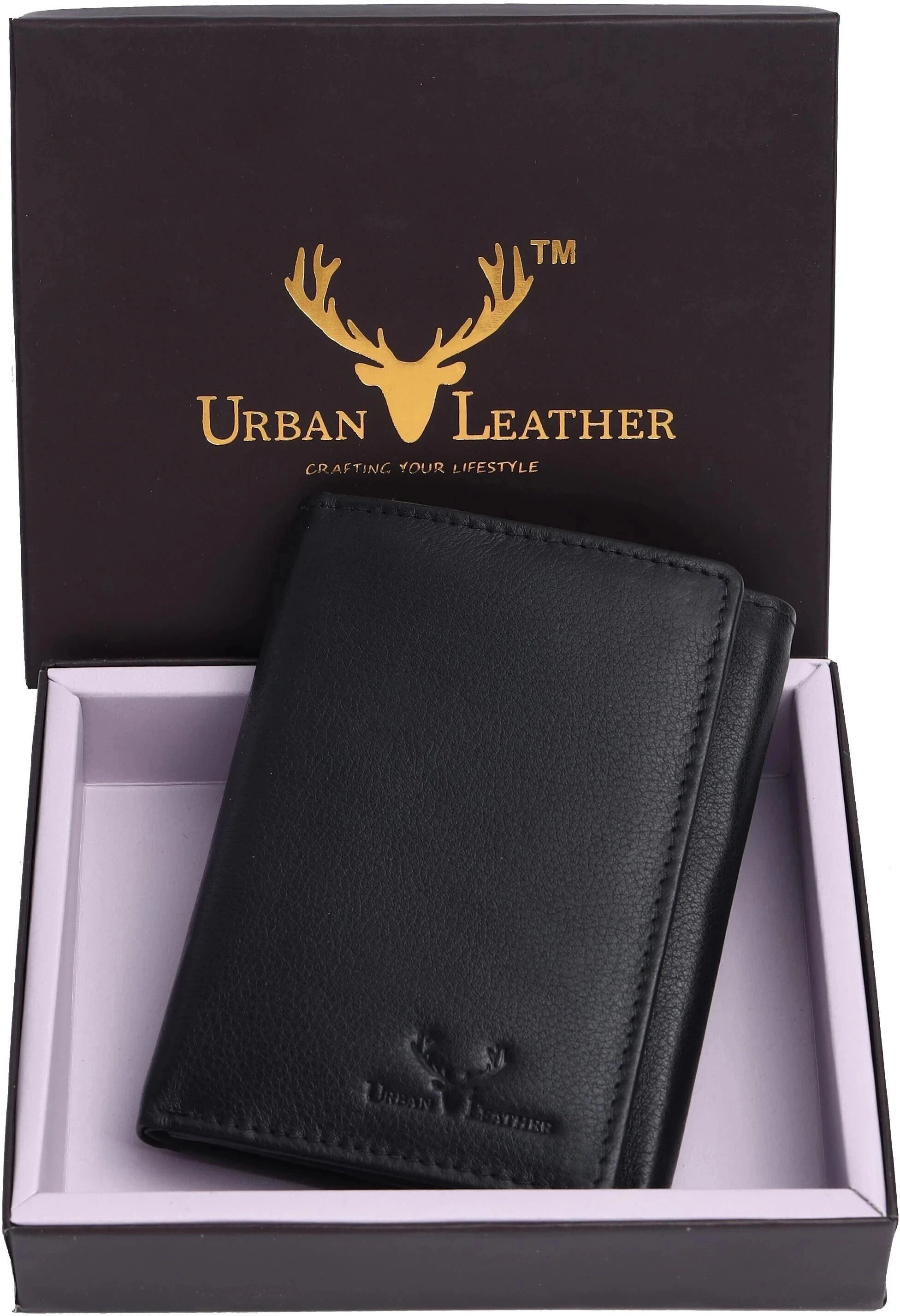 Men Formal Black Genuine Leather RFID Wallet - Mini