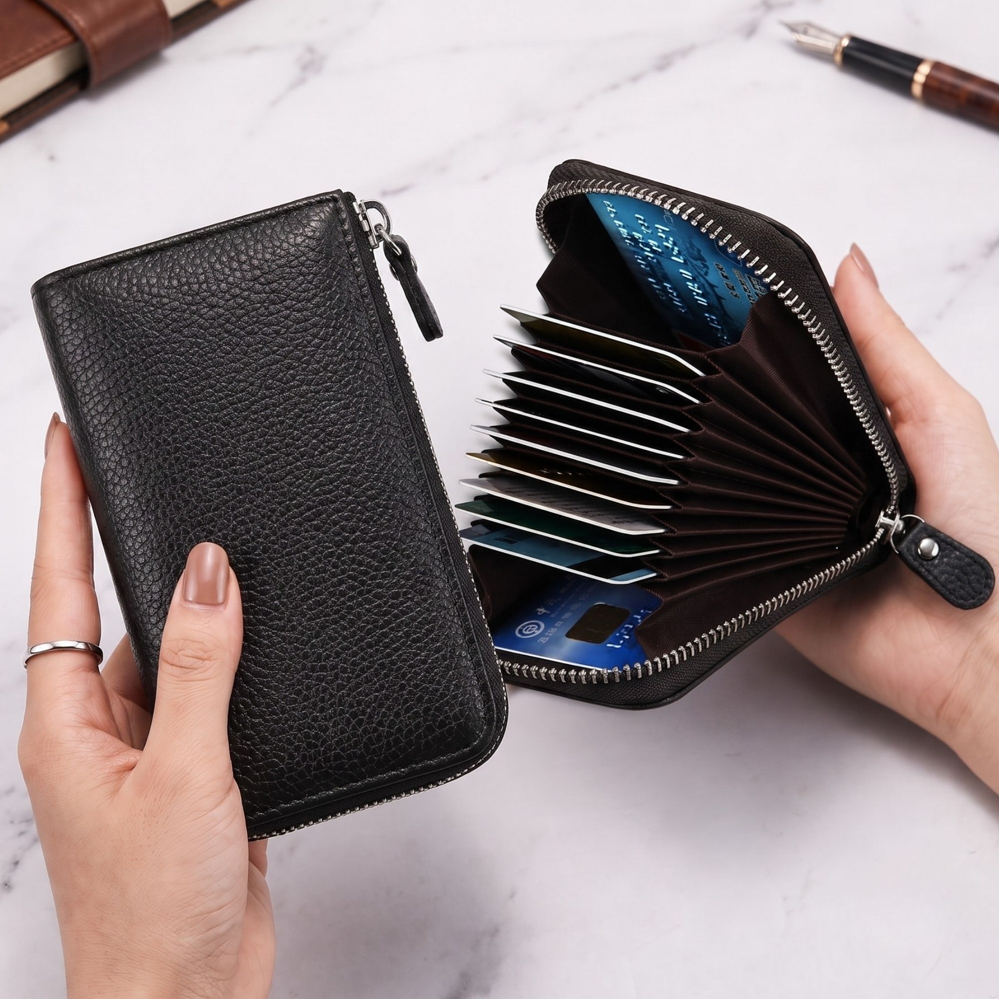 Men & Women Casual Black Artificial Leather RFID Card Holder-image-43
