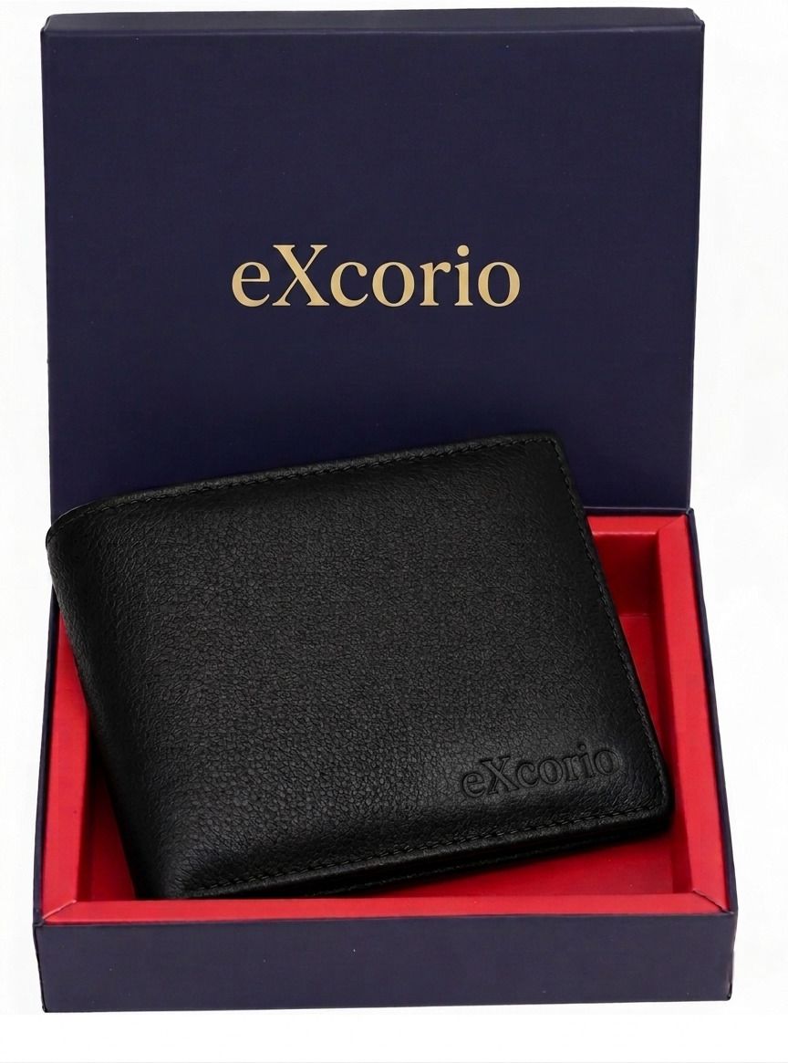 excorio Men Formal, Trendy Black Genuine Leather RFID Wallet-picture-14