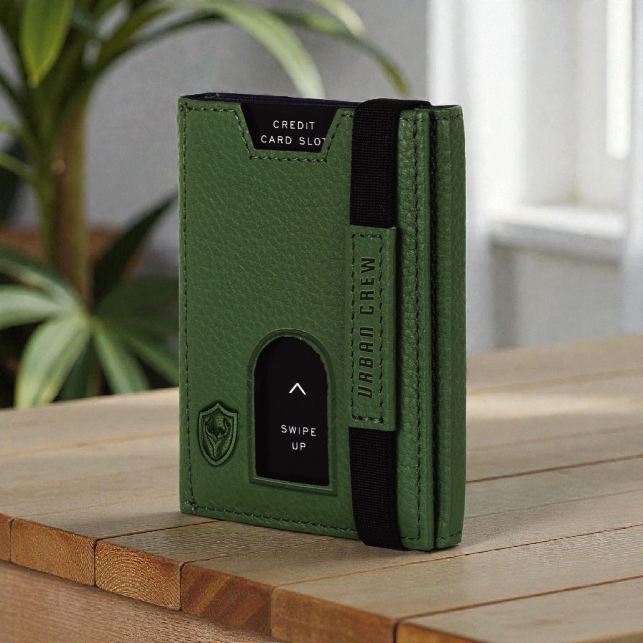 Men & Women Casual Green Genuine Leather RFID Wallet-image-15