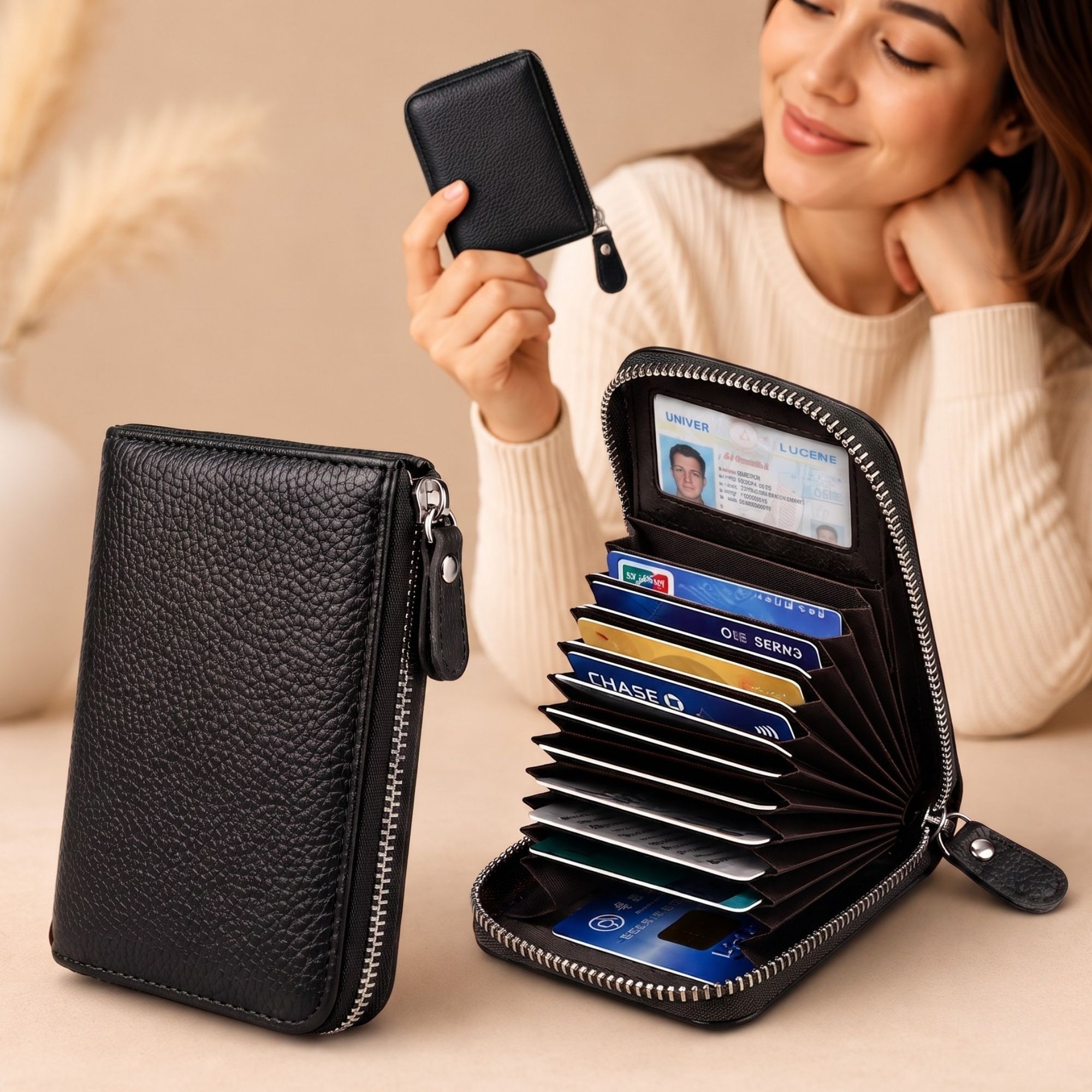 Men & Women Casual Black Artificial Leather RFID Card Holder-image-49