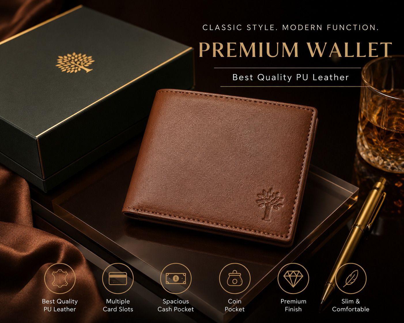 den Men Evening/Party, Formal Brown Artificial Leather, Genuine Leather RFID Wallet-picture-47