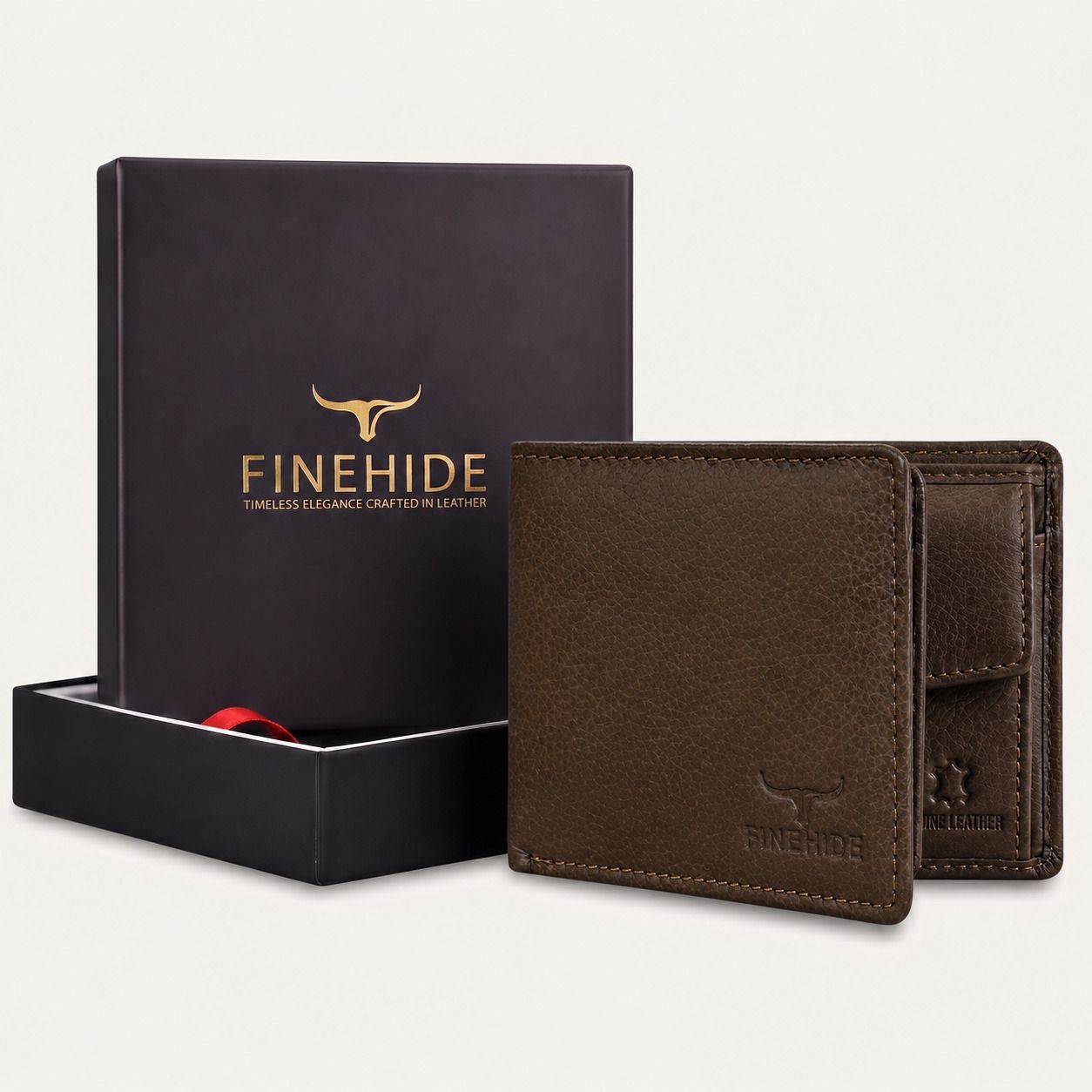Men Ethnic, Formal, Travel, Casual Khaki Genuine Leather Wallet-image-5