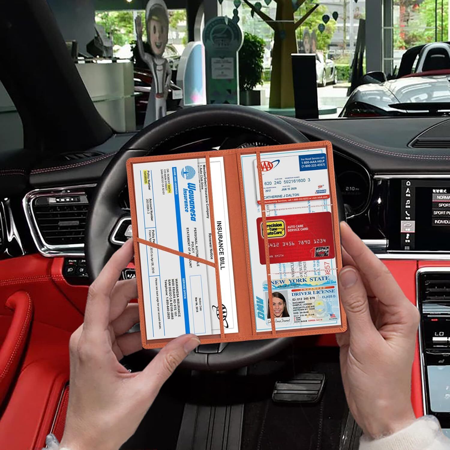 kvvtrades Car Registration and Insurance Card Holder Car Glove Box-picture-7