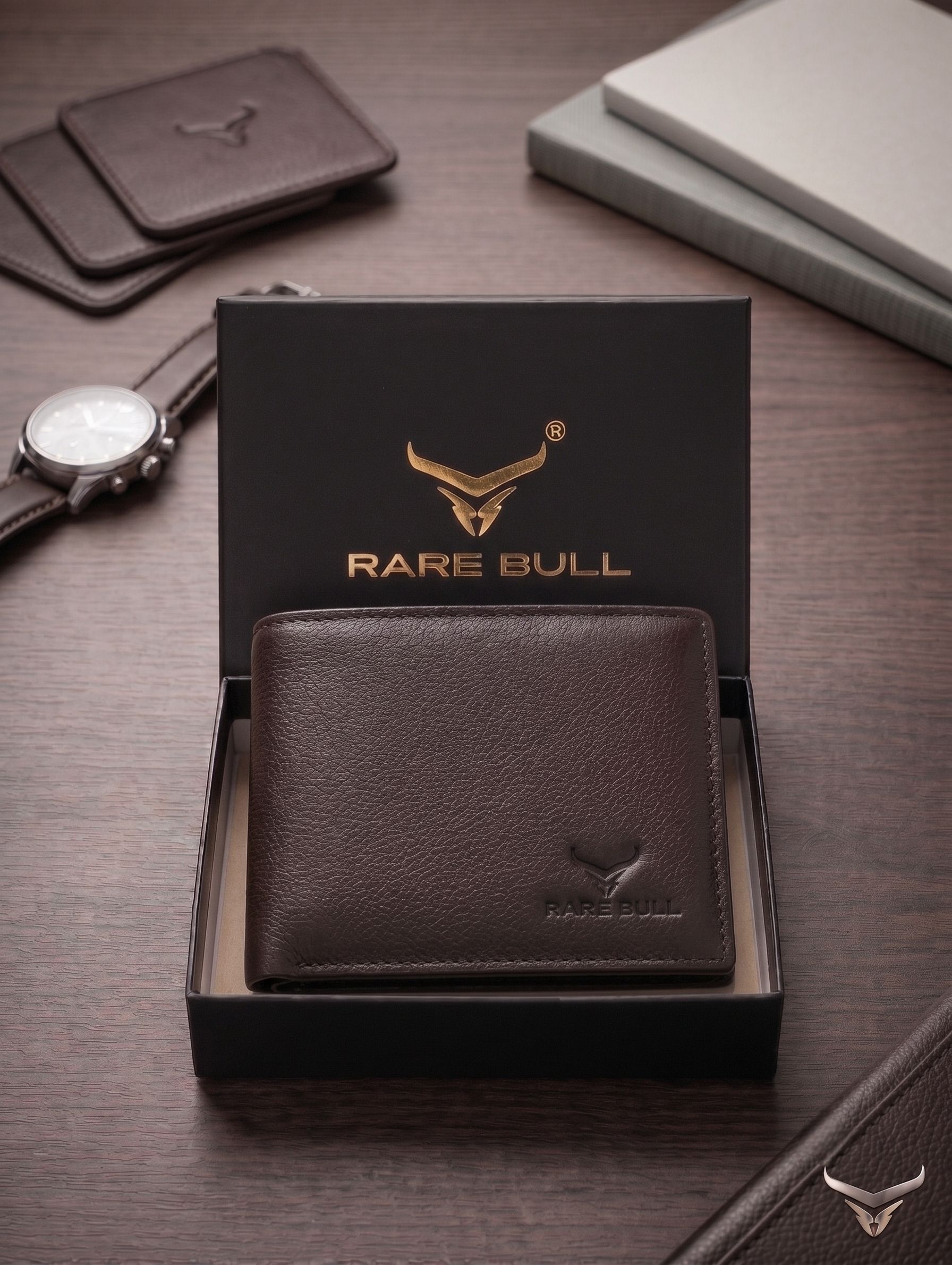 rare bull Men Casual, Travel Brown Genuine Leather RFID Wallet-picture-7