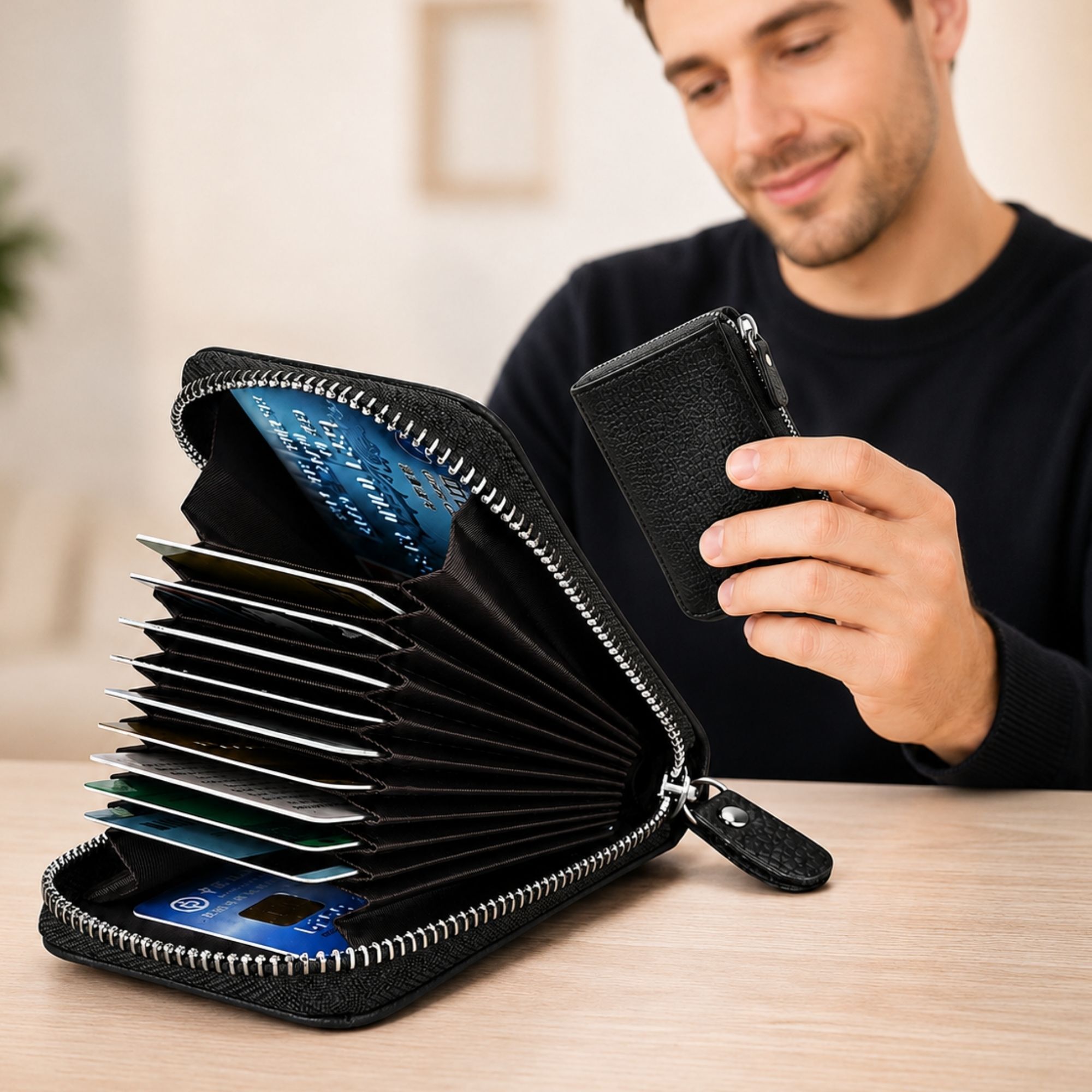 Men & Women Casual Black Artificial Leather RFID Card Holder-image-45