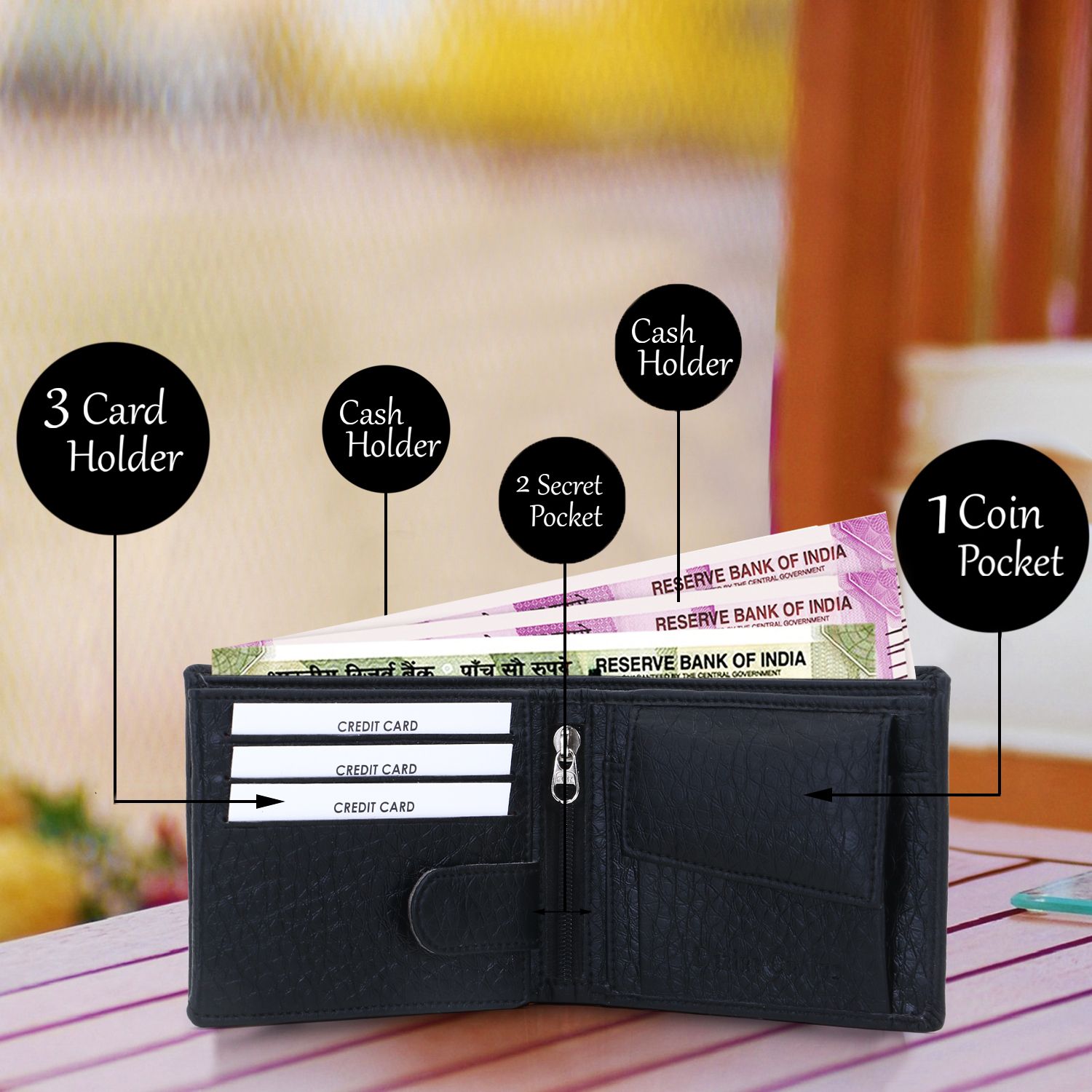 dezire crafts Men Trendy, Travel, Formal, Evening/Party, Casual, Ethnic Black Artificial Leather Wallet - Regular Size-picture-19