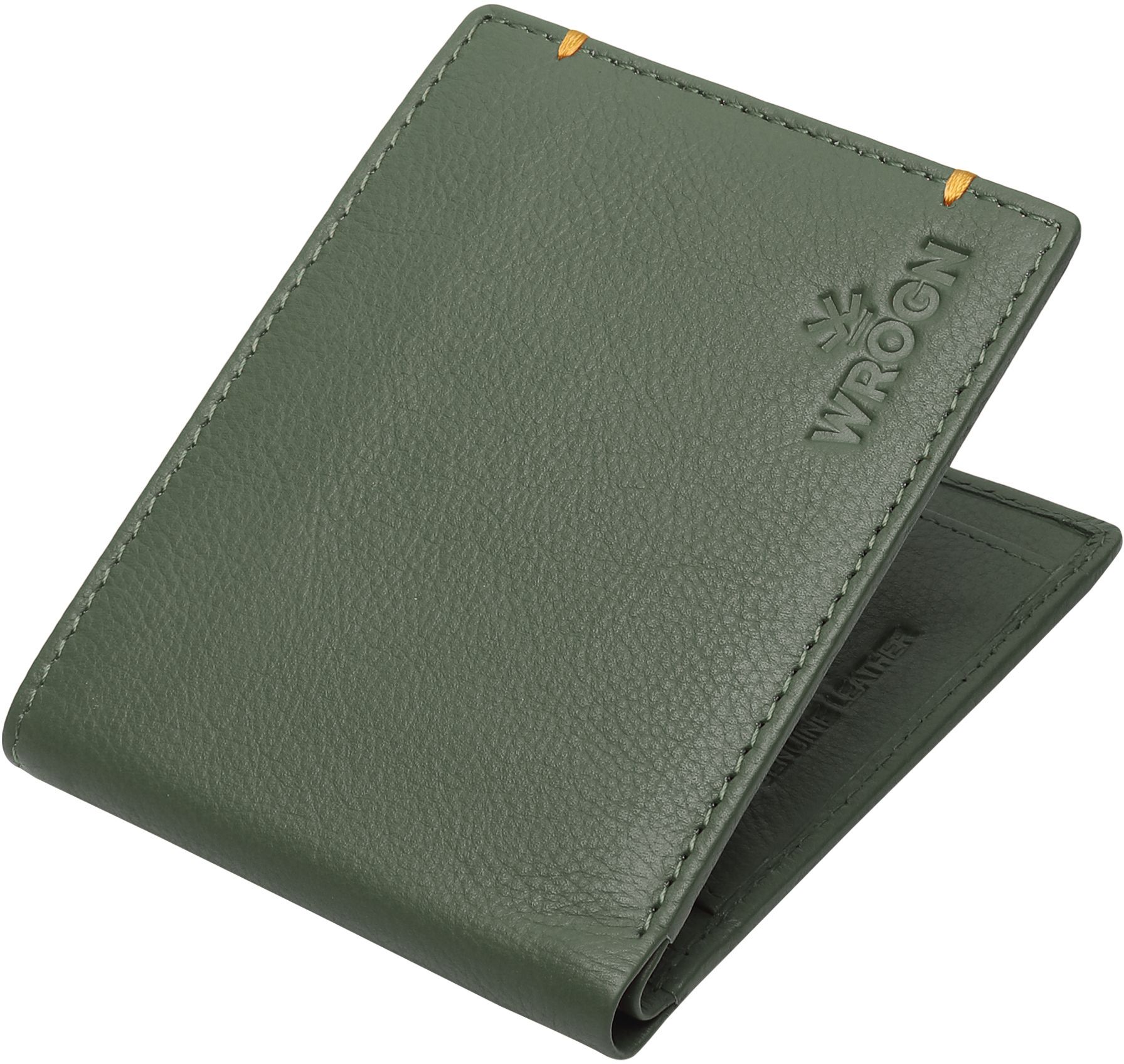Men Green, Yellow Genuine Leather RFID Wallet