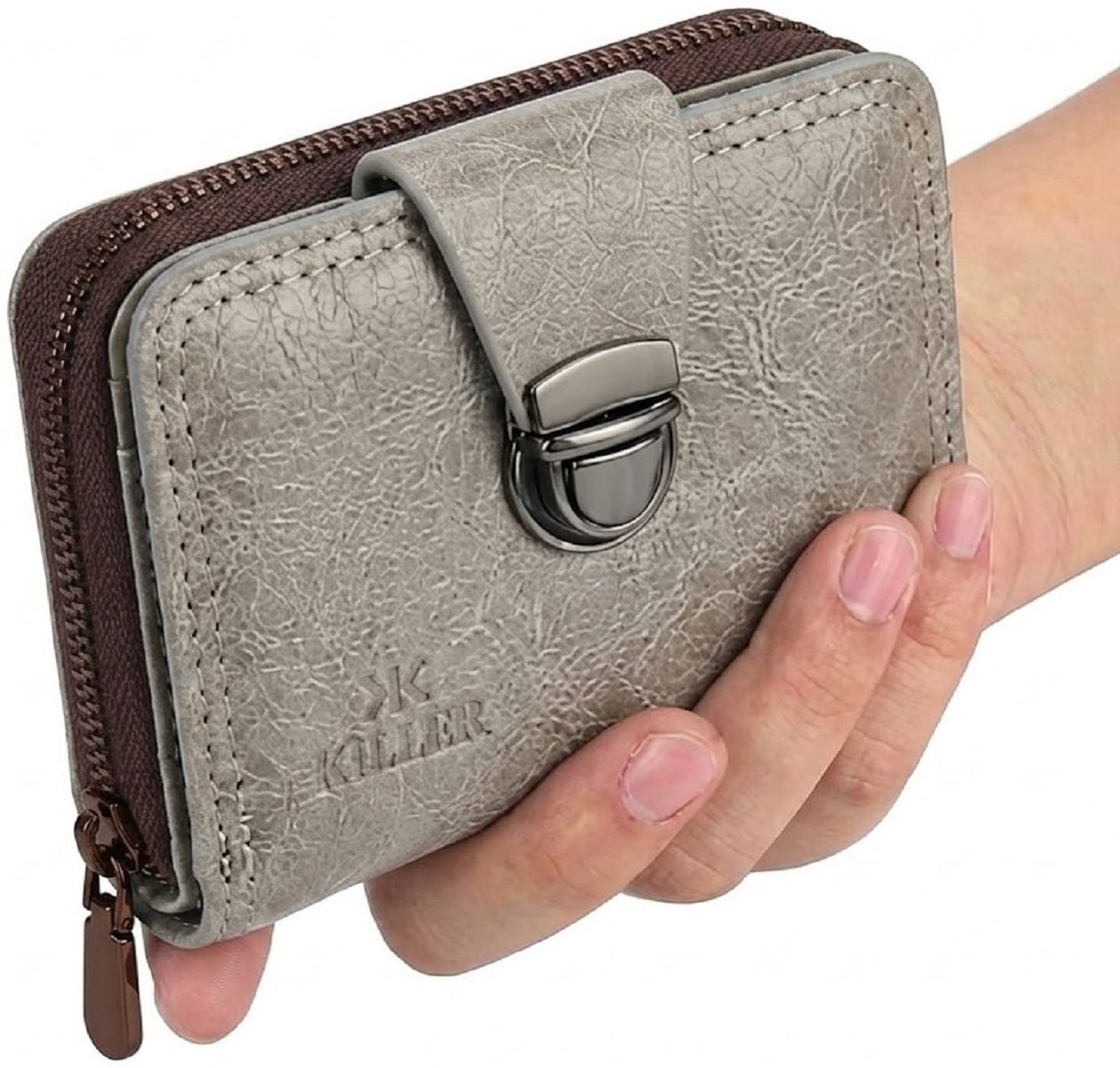 Men Casual Grey Genuine Leather RFID Card Holder-image-49