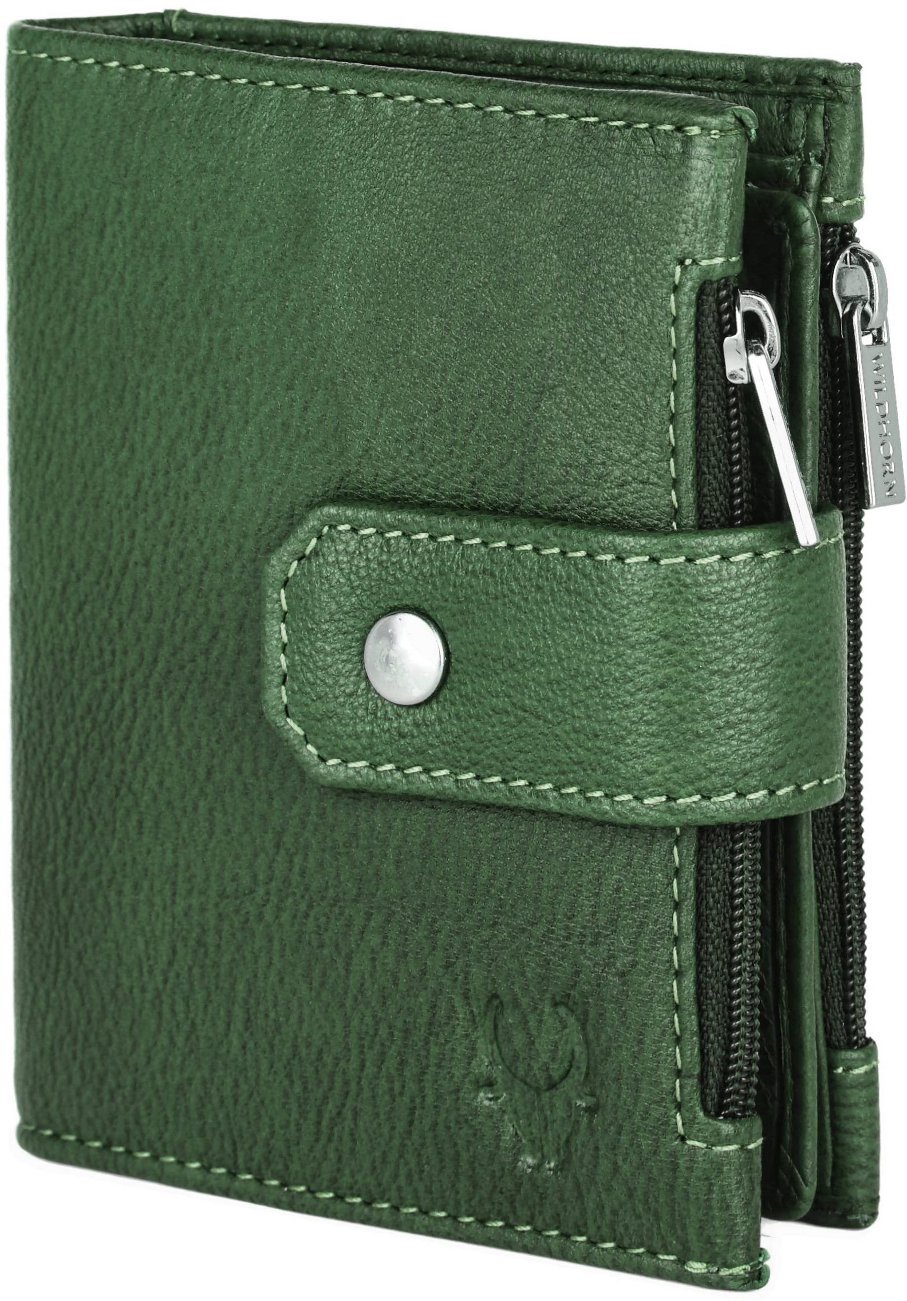 Men Casual Green Genuine Leather RFID Wallet-image-4