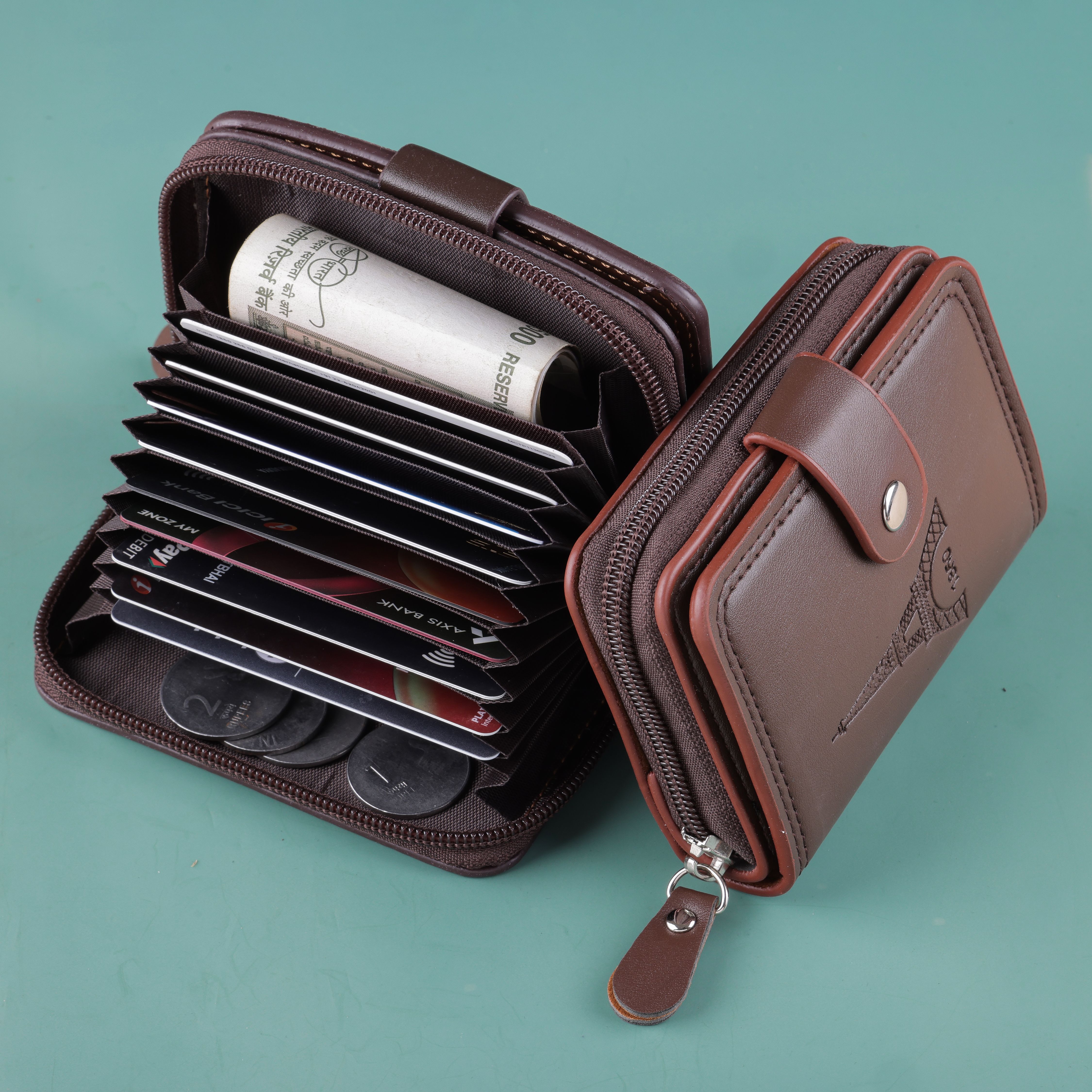 Men & Women Casual, Formal, Trendy Brown Genuine Leather RFIDCard Holder