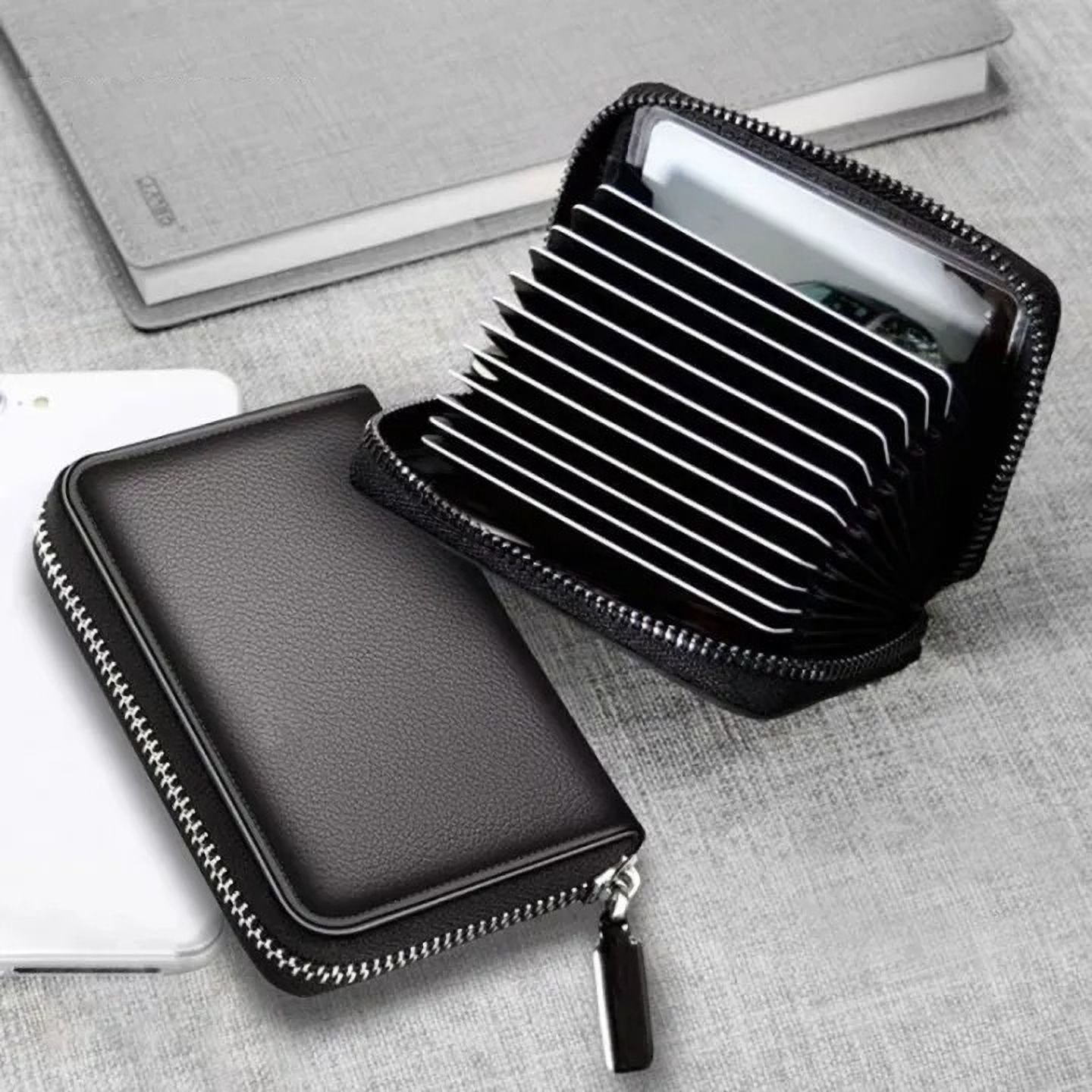 watchstar Men & Women Casual Black Genuine Leather Card Holder-picture-10