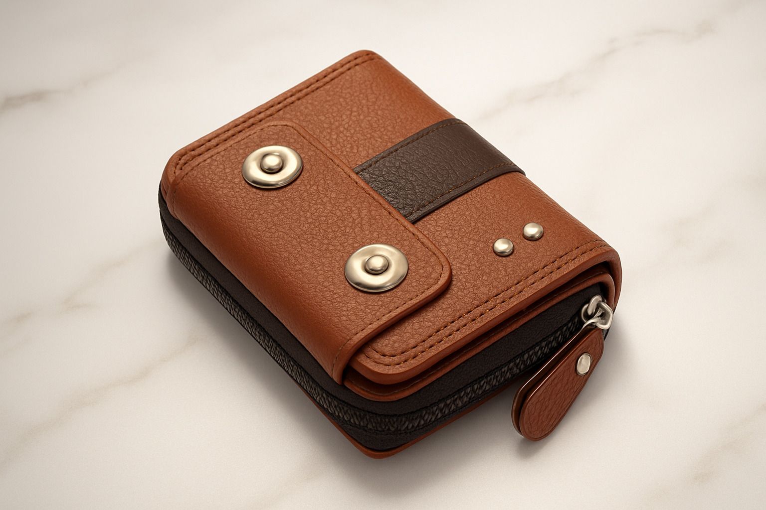 mensch Men & Women Casual Tan Artificial Leather RFID Card Holder-picture-26