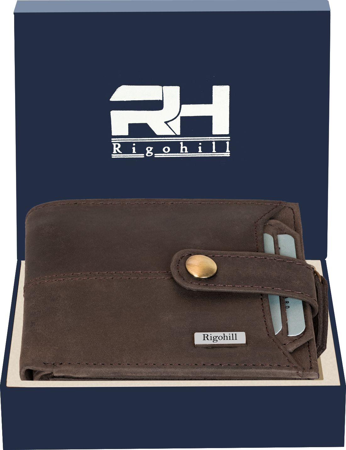 rigohill Men Casual Brown Genuine Leather RFID Wallet-picture-16