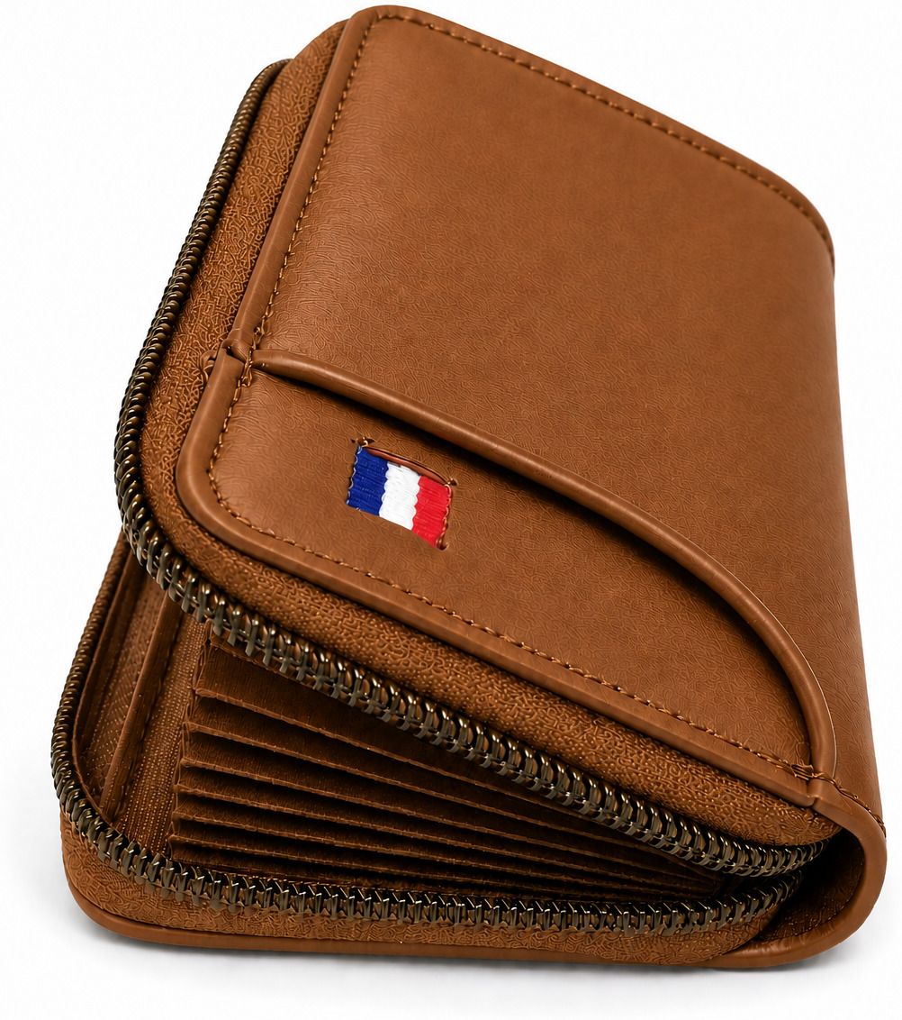 Men & Women Casual Tan Genuine Leather RFID Card Holder-image-46