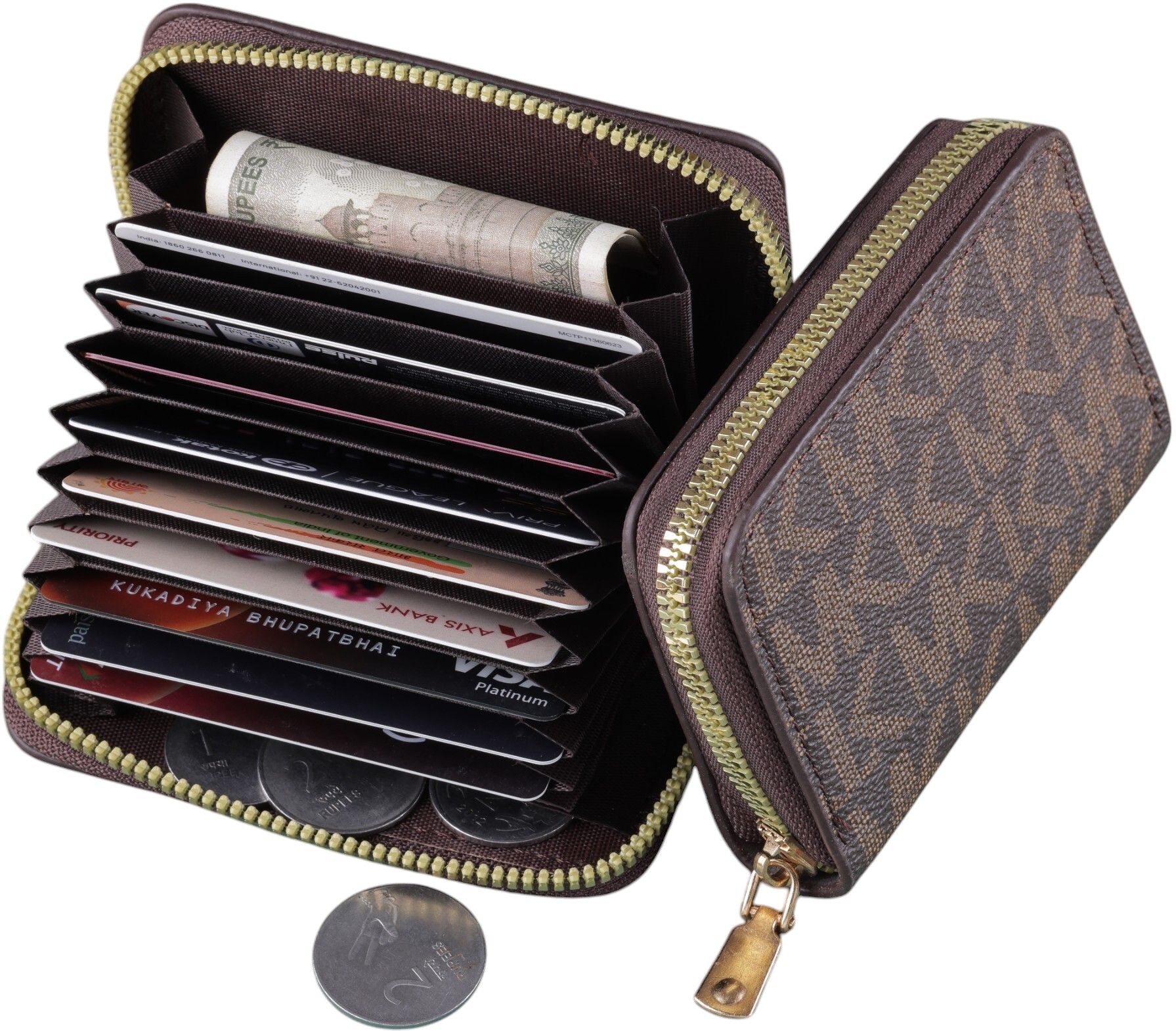 Women Casual, Formal Brown Genuine Leather RFID Card Holder-image-35