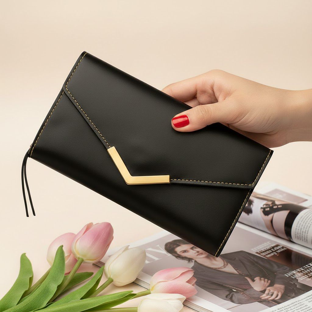 Women Casual, Formal, Travel Black Artificial Leather Wrist Wallet