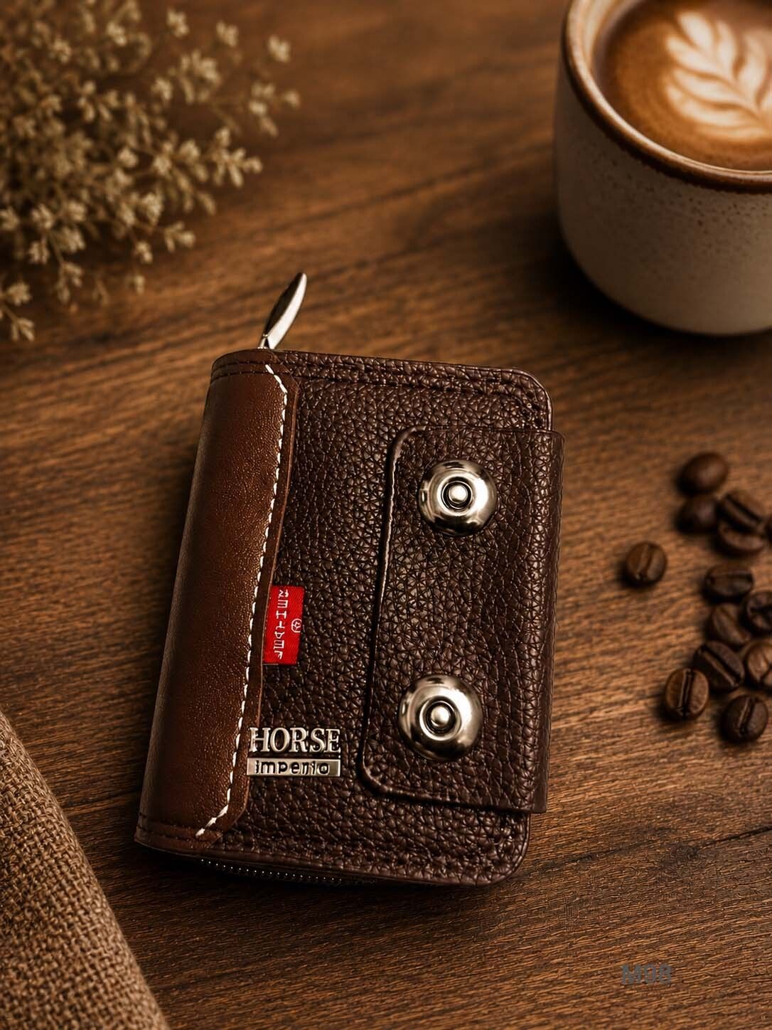 Men & Women Casual Brown Genuine Leather RFID Card Holder-image-46
