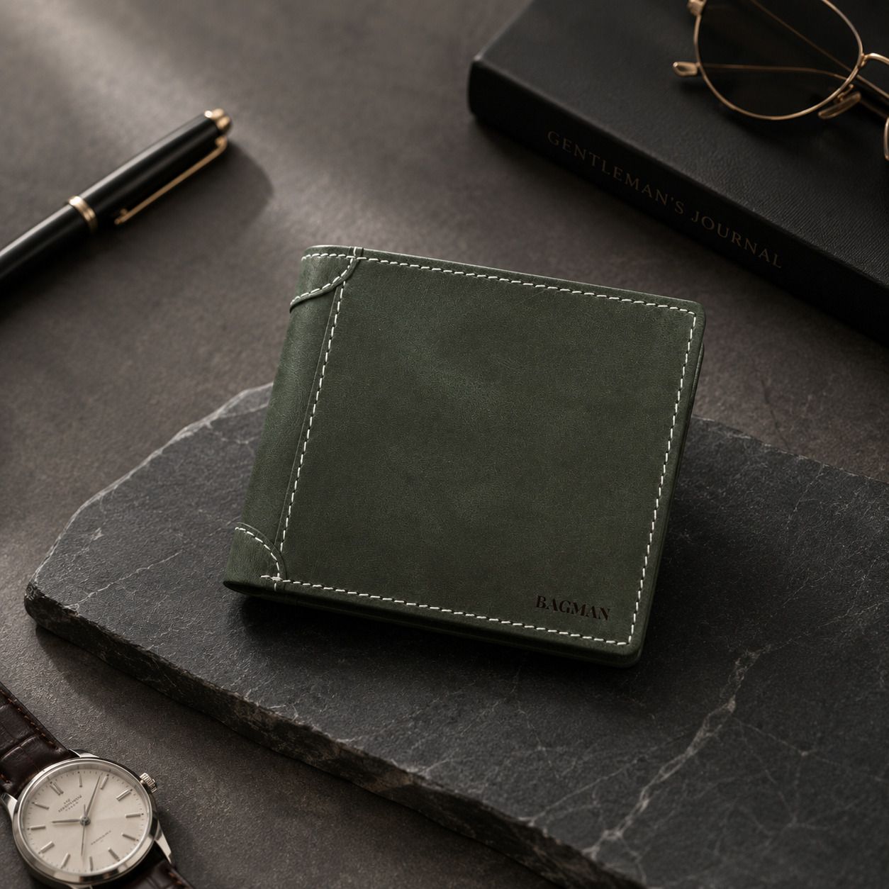 bagman Men Casual, Formal, Trendy Green Genuine Leather RFID Wallet-picture-32