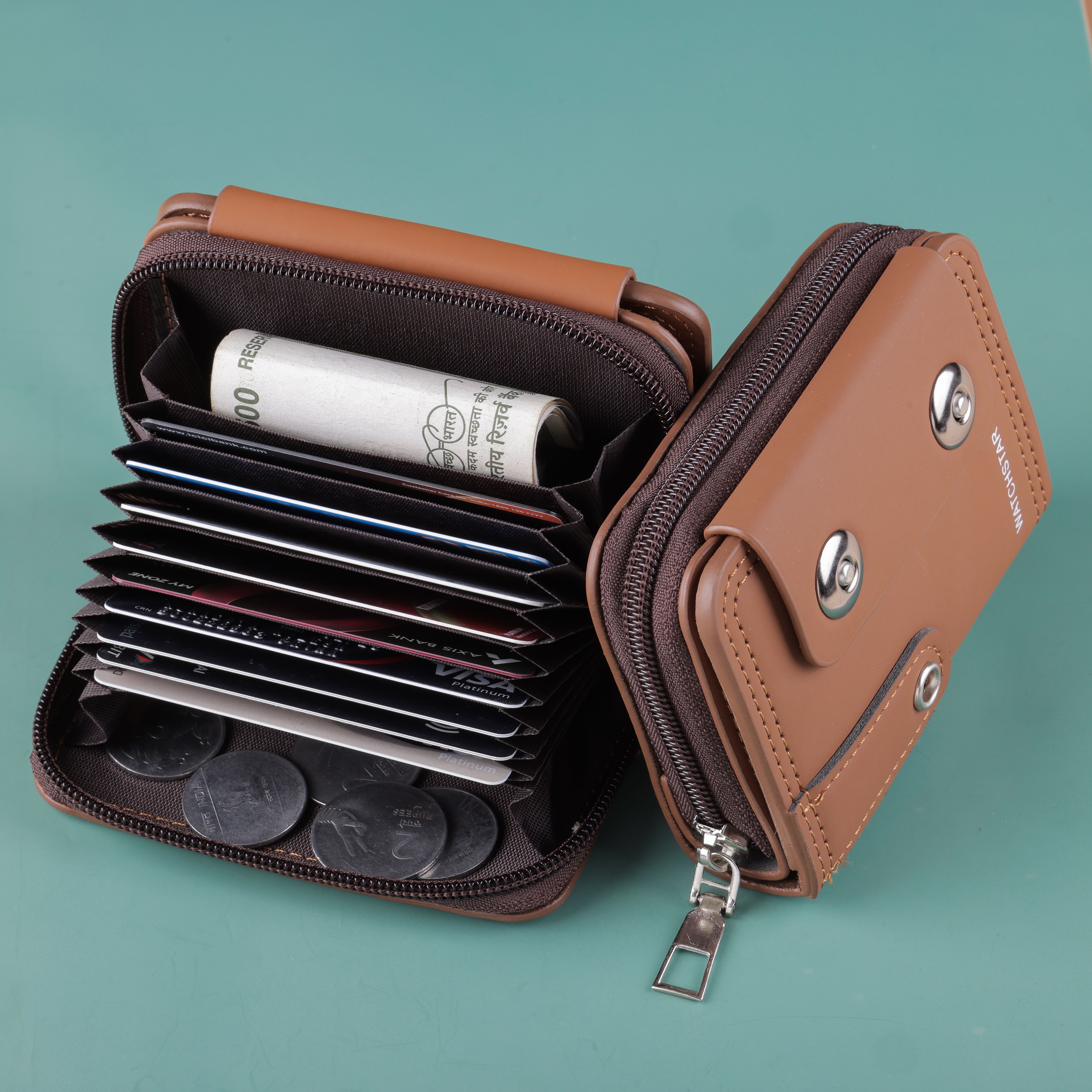 Men & Women Casual, Formal Brown Genuine Leather RFIDCard Holder