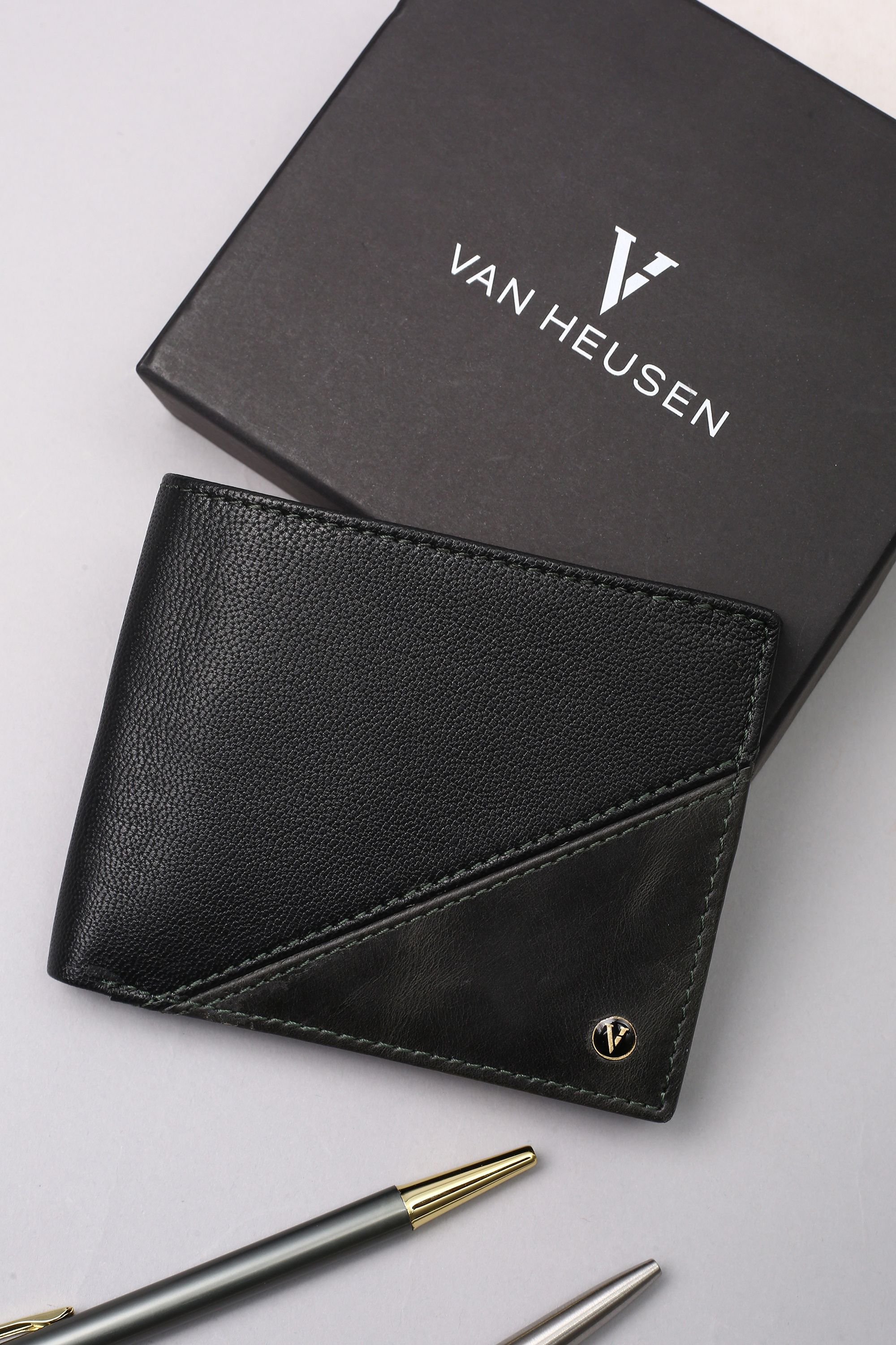 Men Black Genuine Leather Wallet-image-21