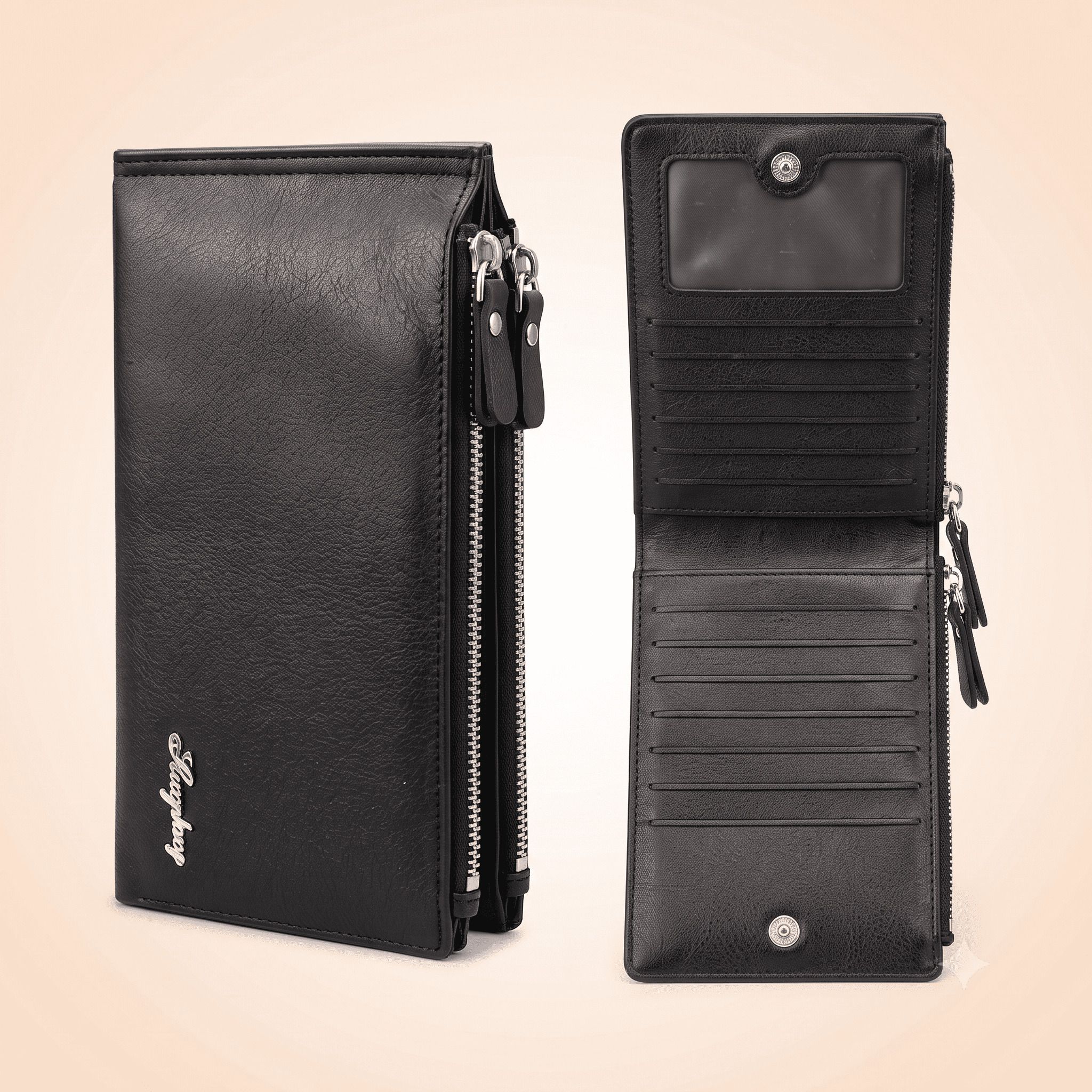 Men & Women Black Artificial Leather RFID Card Holder-image-46