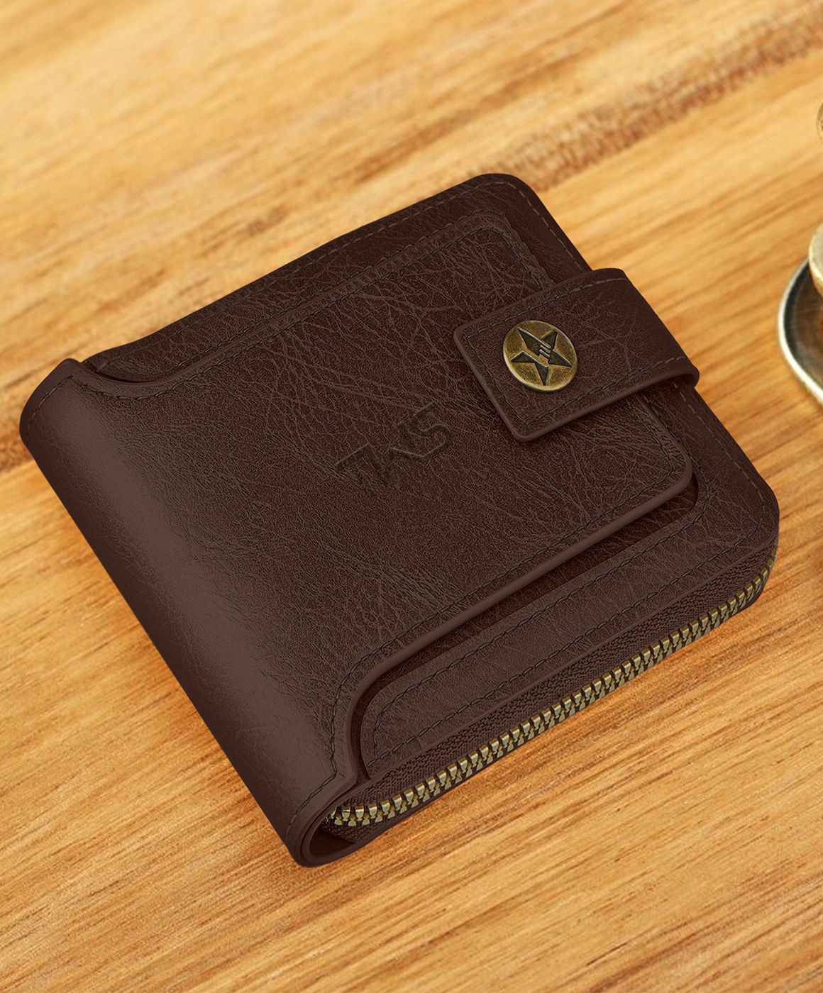 Men Casual Brown Artificial Leather RFID Wallet-image-21