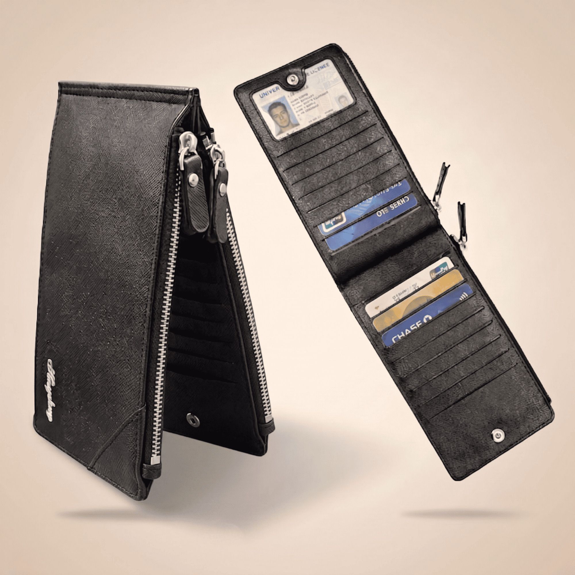 Men & Women Black Artificial Leather RFID Card Holder-image-49