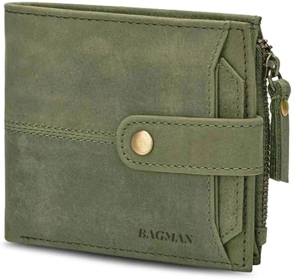 bagman Men Casual Green Genuine Leather RFID Wallet-picture-14