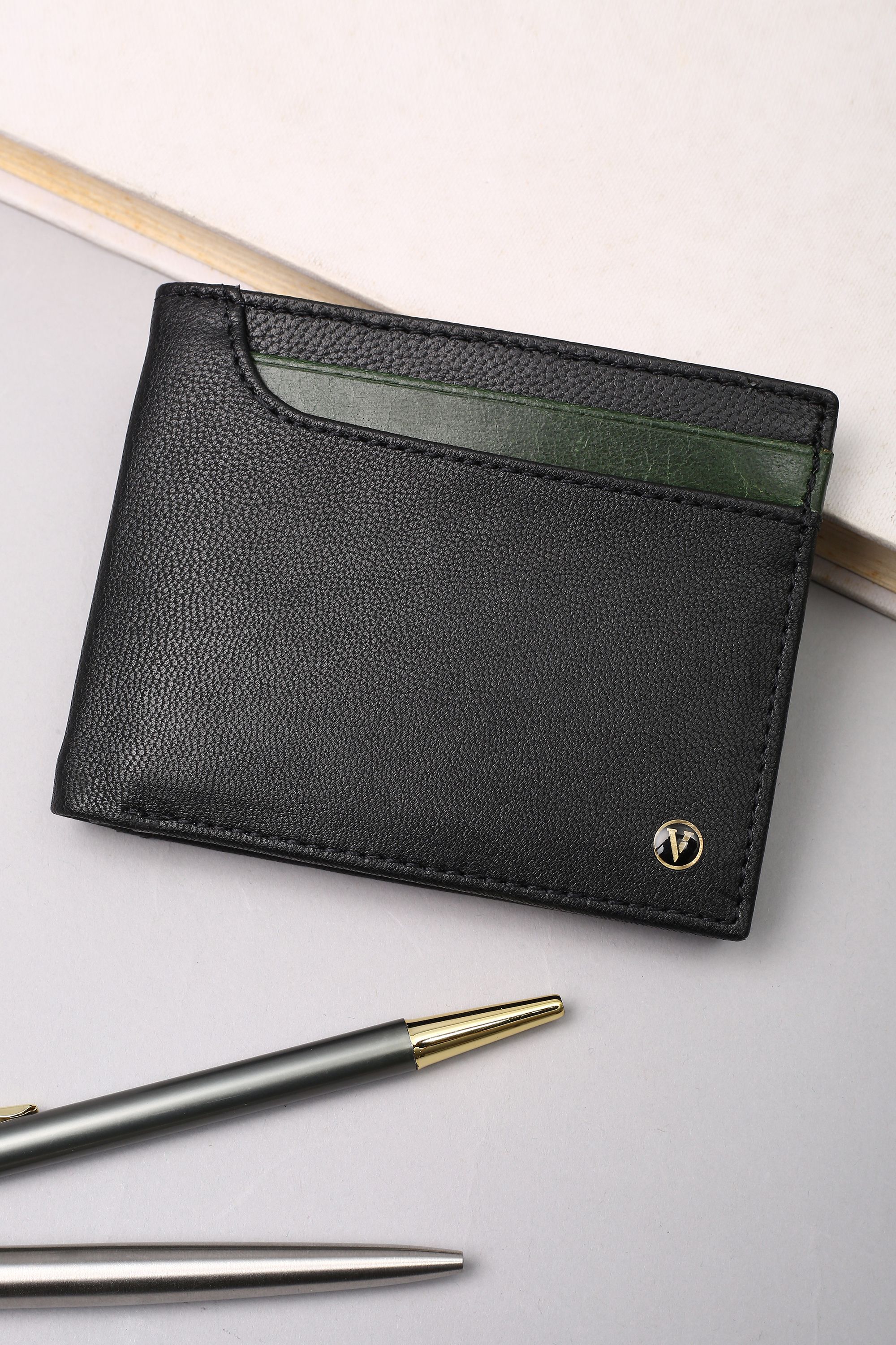 Men Black Genuine Leather Wallet-image-23