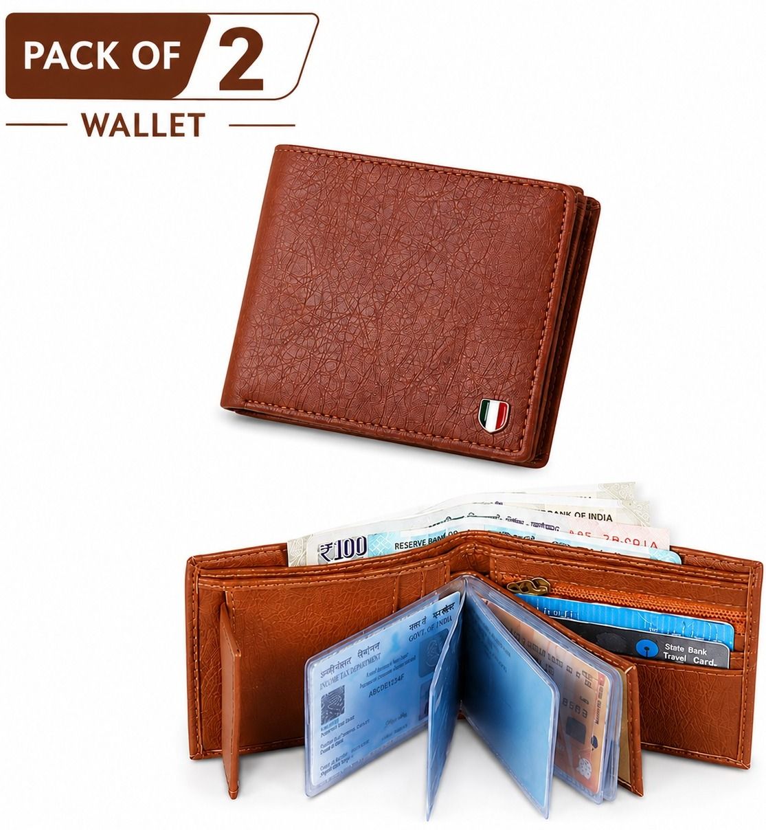 Men Brown Artificial Leather Wallet-image-19