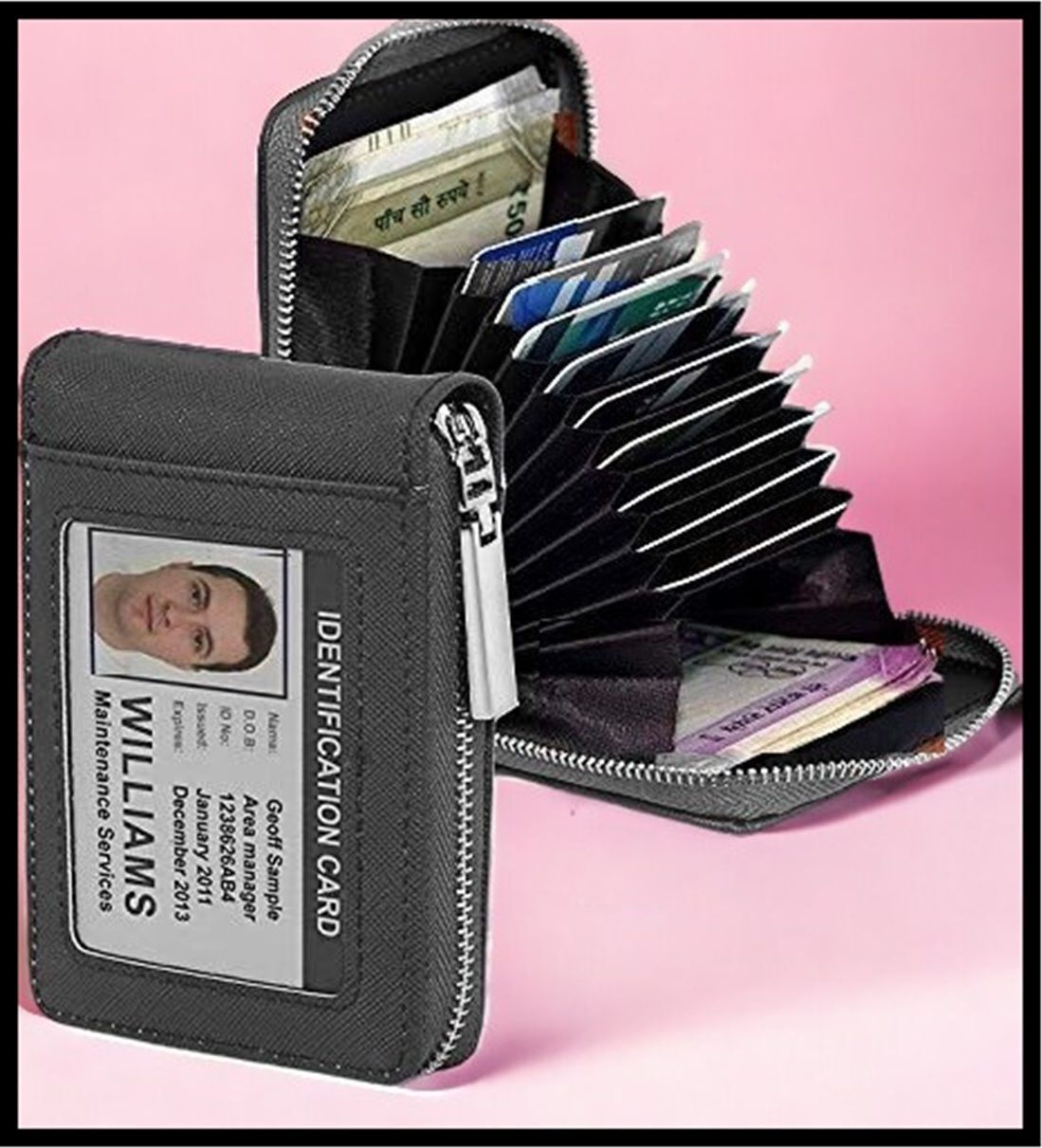 metronaut Men Casual, Formal Black Genuine Leather RFID Card Holder-picture-26