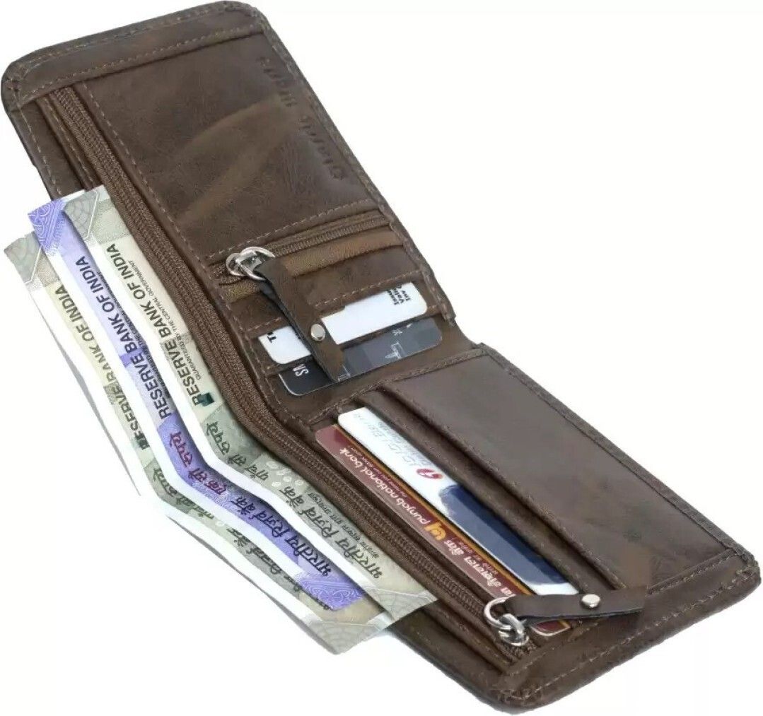Men Trendy Tan Artificial Leather, Genuine Leather Wallet