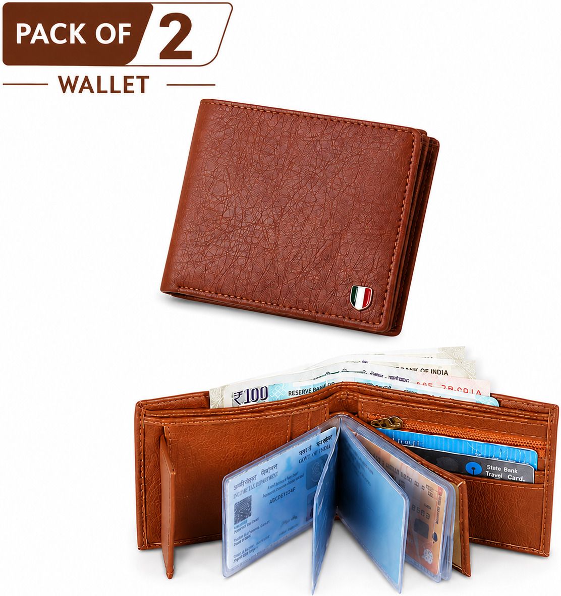 Men Brown Artificial Leather Wallet-image-18