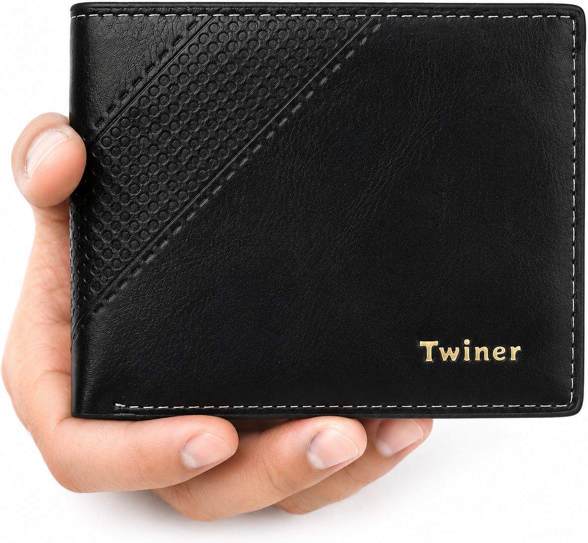 Men Formal, Casual, Trendy Black Artificial Leather RFID Wallet-image-36