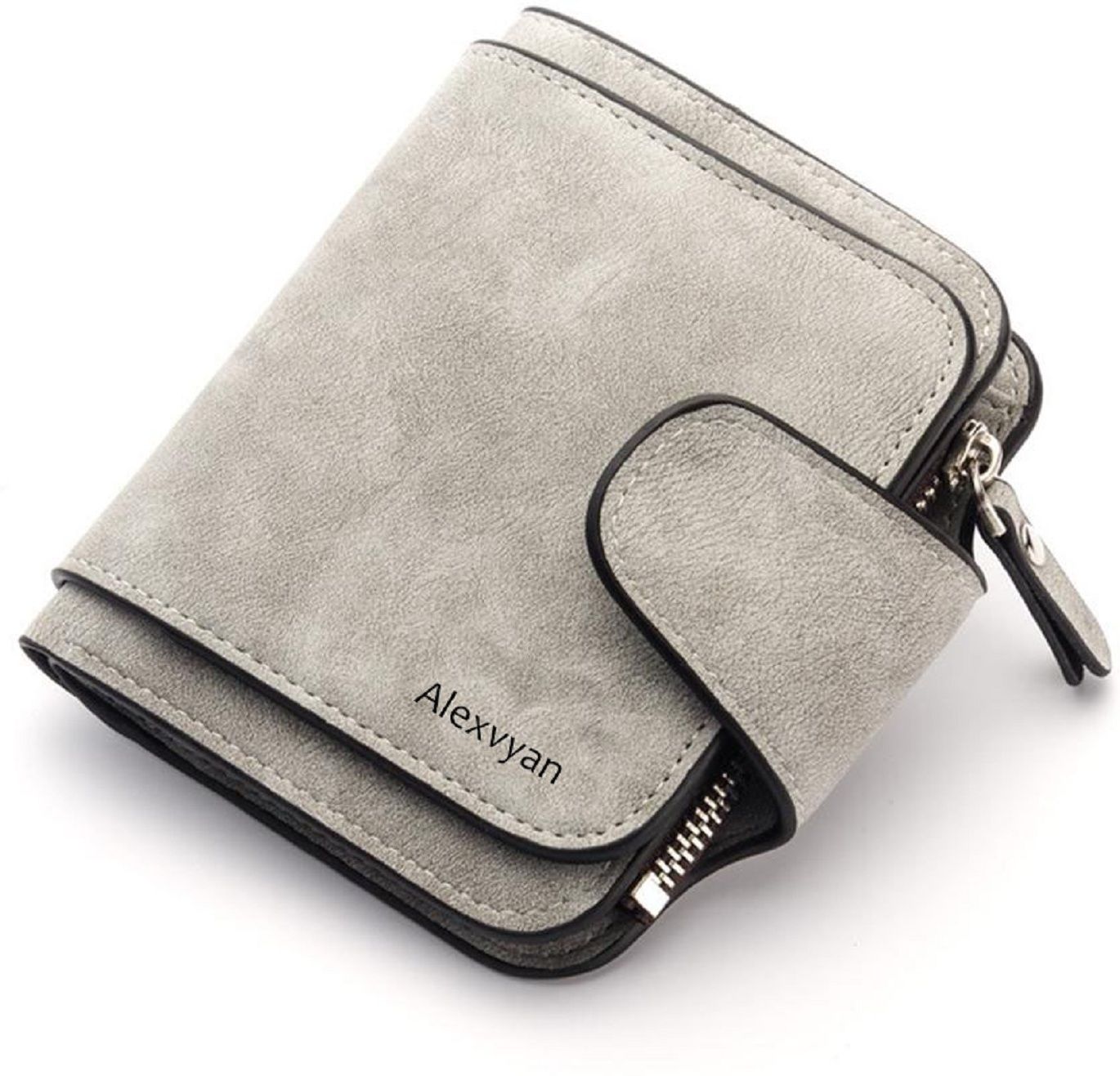 alexvyan Men & Women Casual, Ethnic, Evening/Party, Formal, Travel, Trendy Grey Genuine Leather Wallet-picture-2
