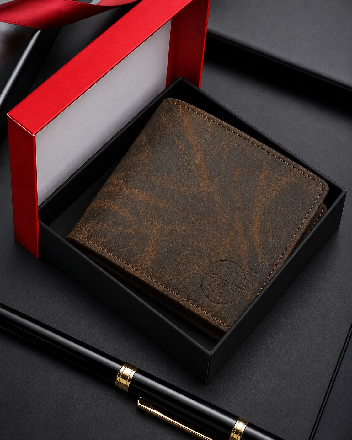 Men Casual Brown Artificial Leather RFID Wallet-image-19