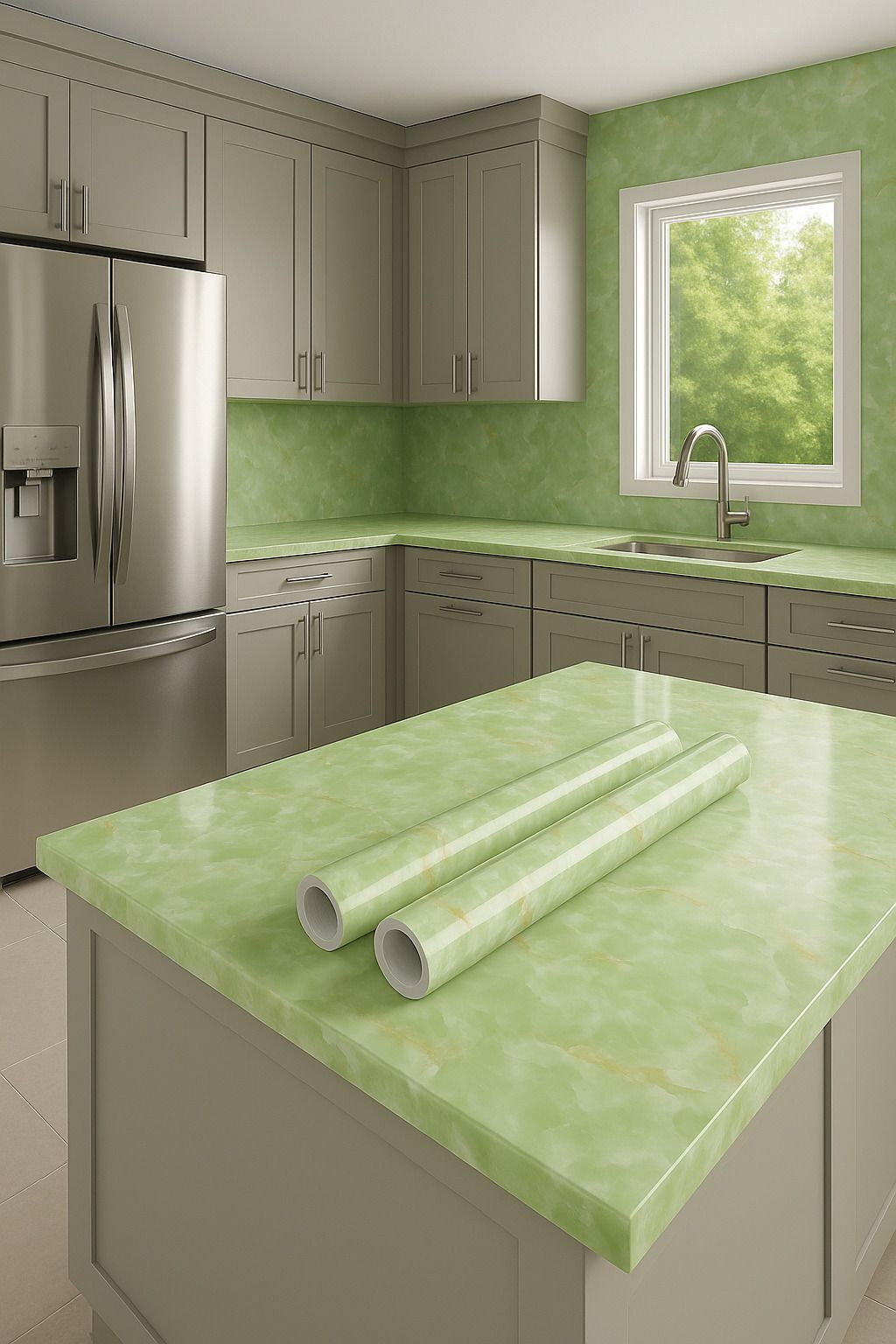 floppy Vinyl Decorative Green Wallpaper-picture-10