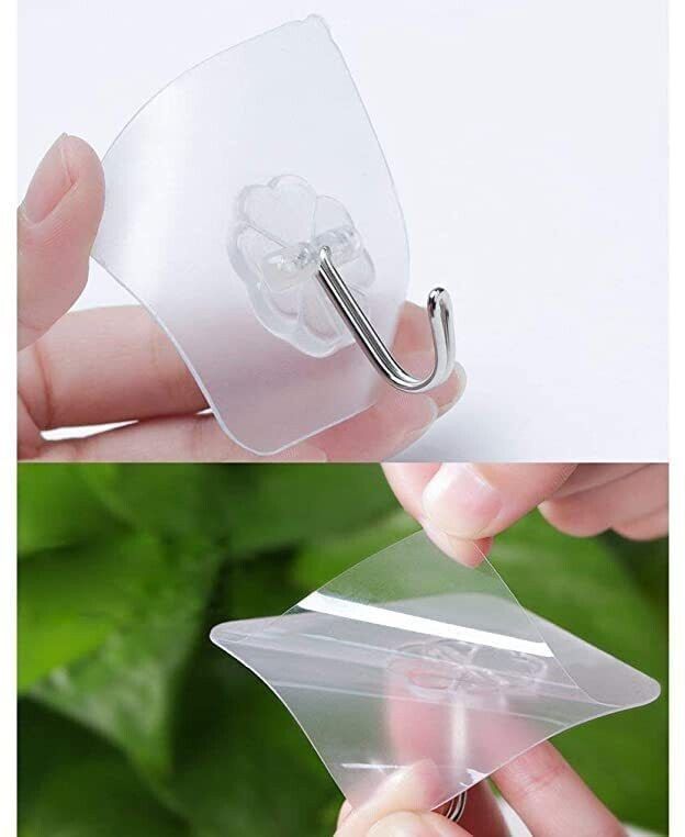 Pack of 10 Self Adhesive Hooks,Multi Purpose sticky hook/Towel Holder PinX10.825 Chrome, Clear Towel Holder-image-49