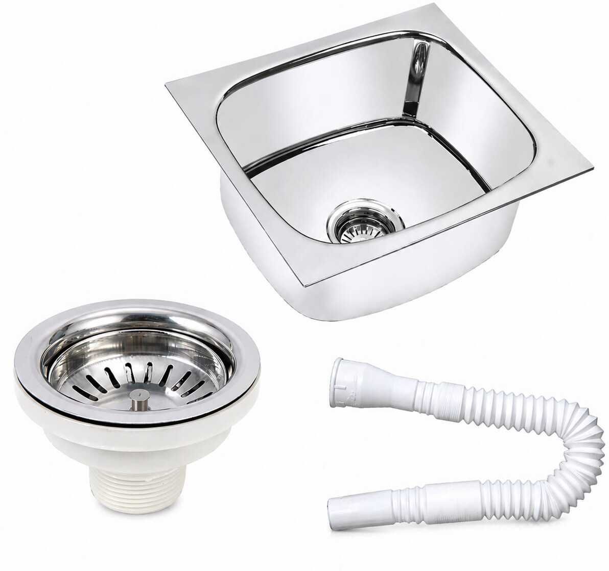 rencho Deluxe-18X16XINCH 2.5KG Stainless Steel Single Bowl Kitchen Sink | Heavy Duty 304 Grade Handmade Sink Counter Top-picture-10